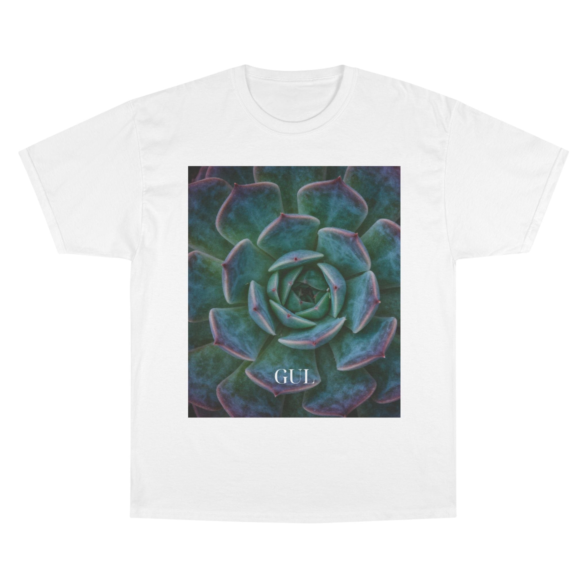 Champion Graphic T‑Shirt — Succulent & Pyramid Photo Print Tee