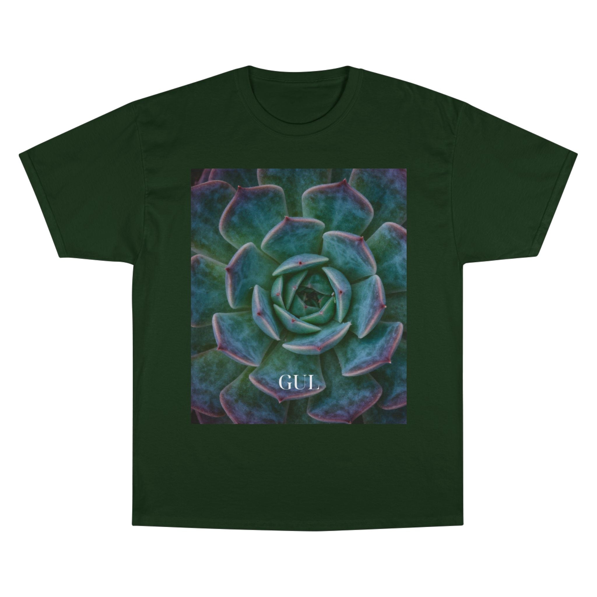 Champion Graphic T‑Shirt — Succulent & Pyramid Photo Print Tee