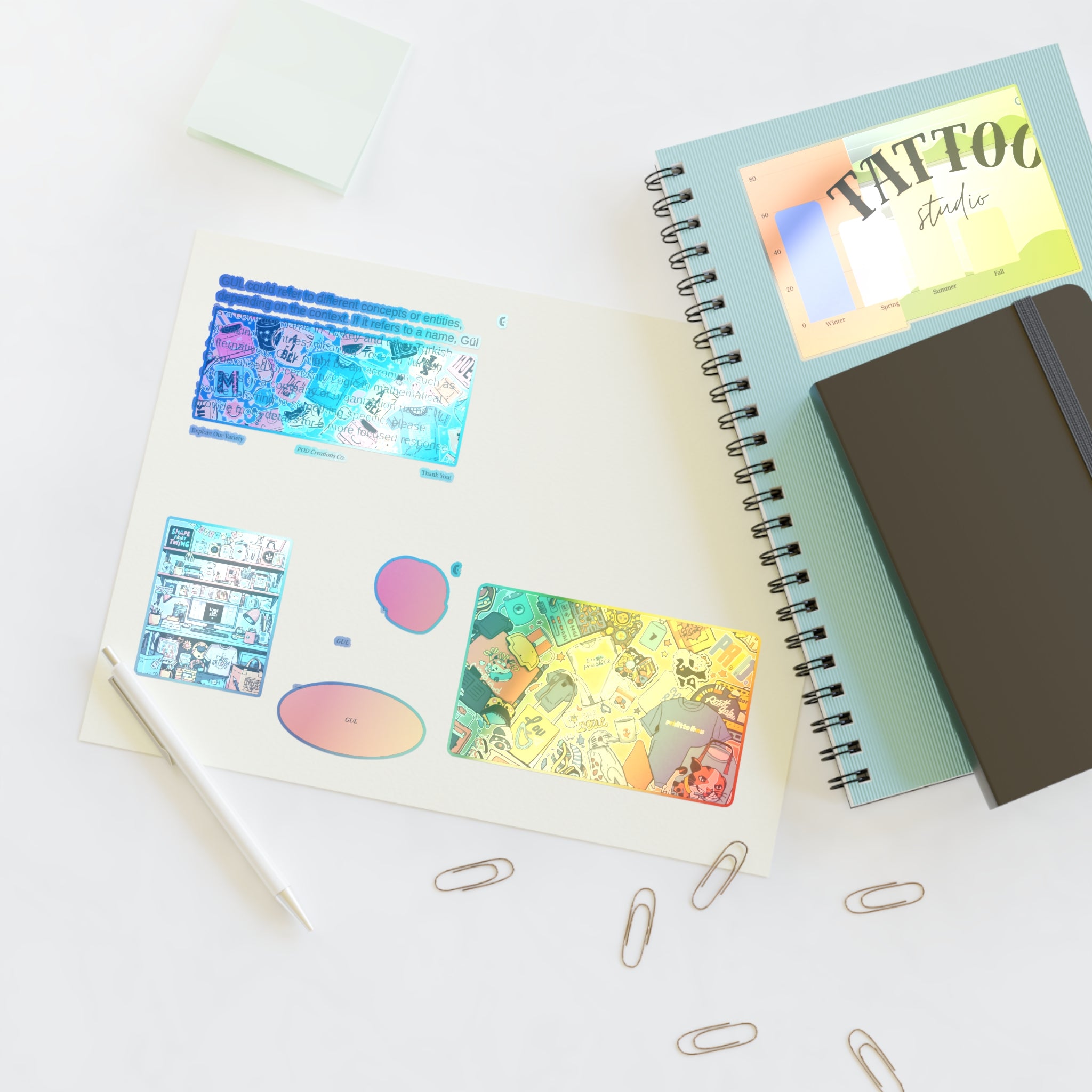 Colorful Sticker Sheets — Retro Tattoo & Pop Art Icons