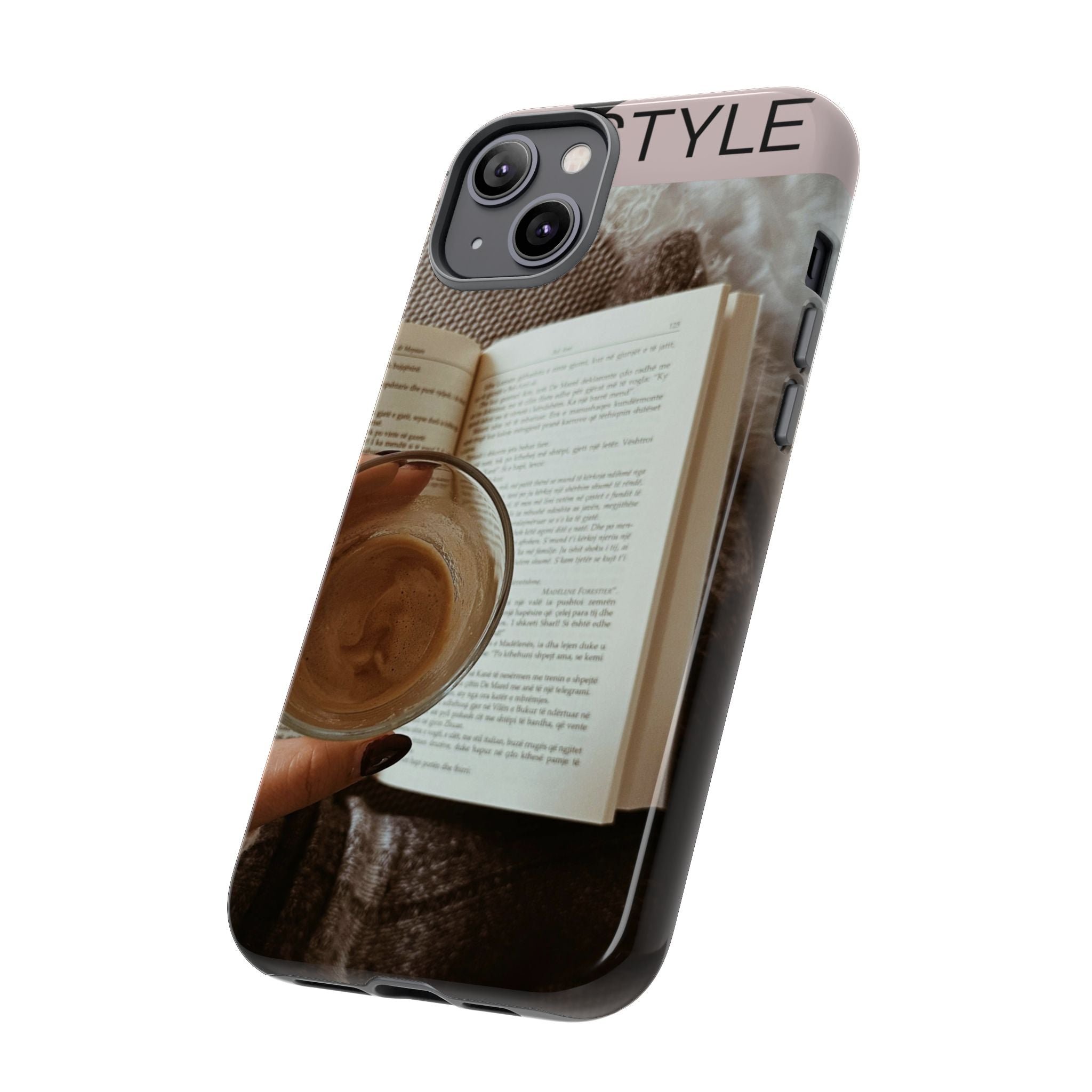 Cozy Reading Phone Case — Coffee & Book Protective Cover