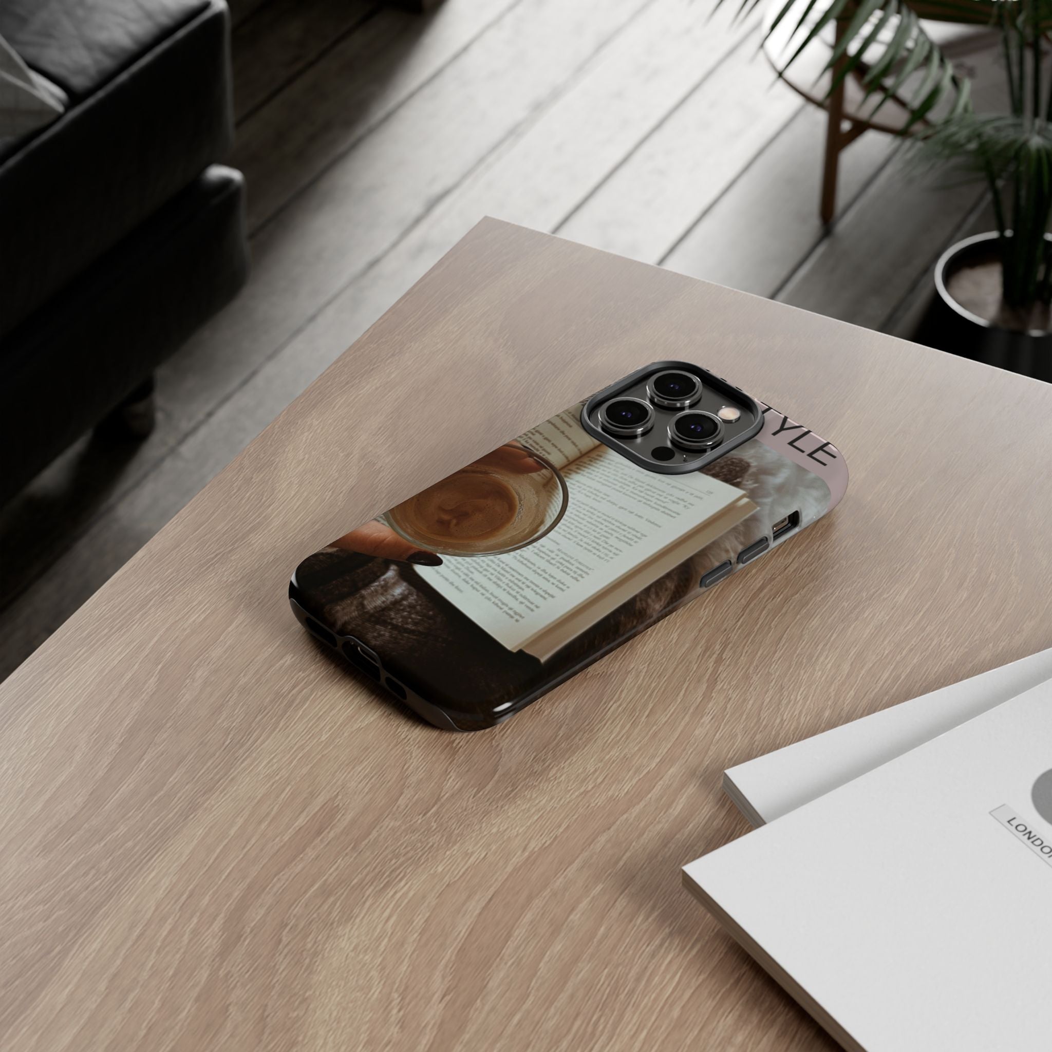 Cozy Reading Phone Case — Coffee & Book Protective Cover