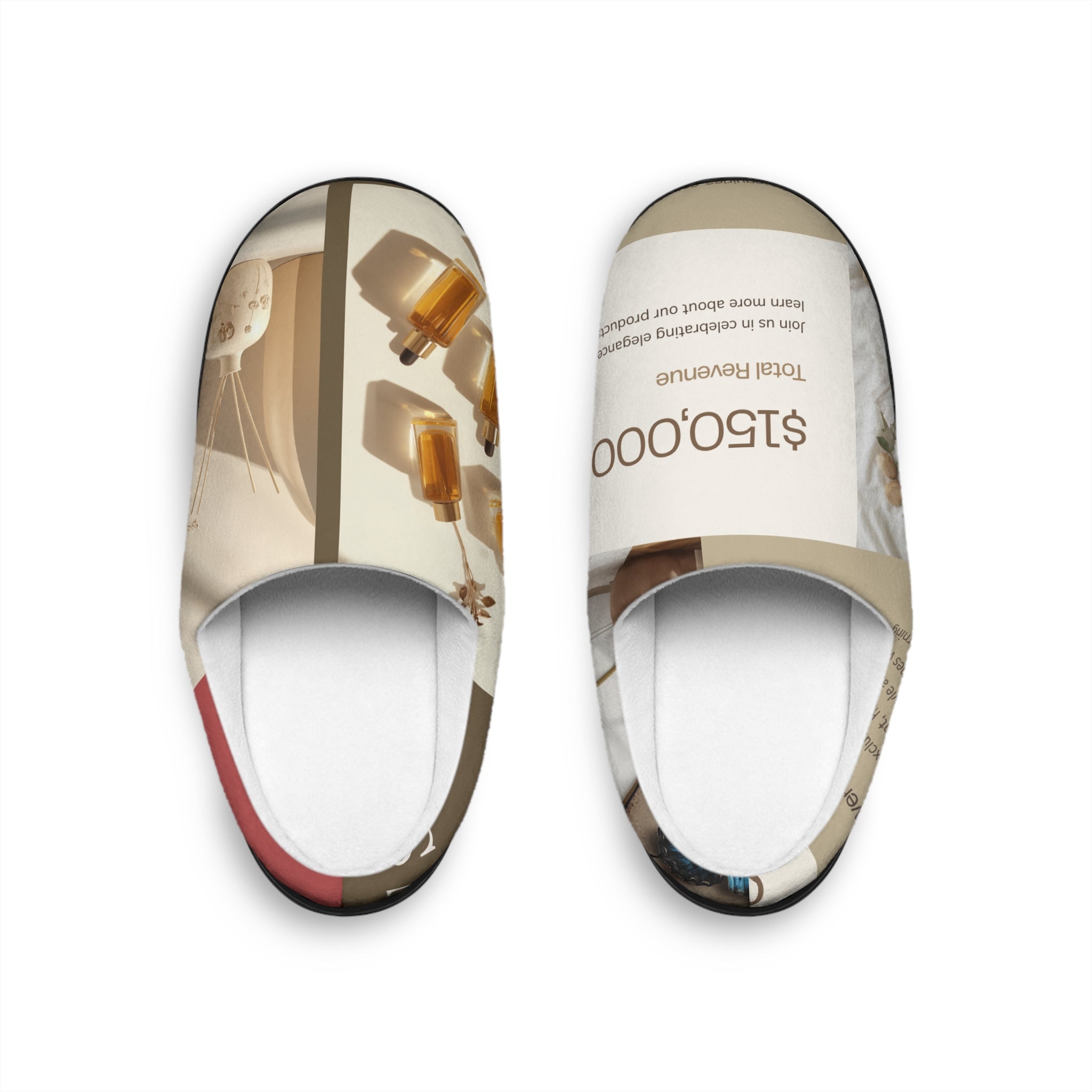 Cozy Beige Home Slippers for Men — Neutral Lifestyle Print