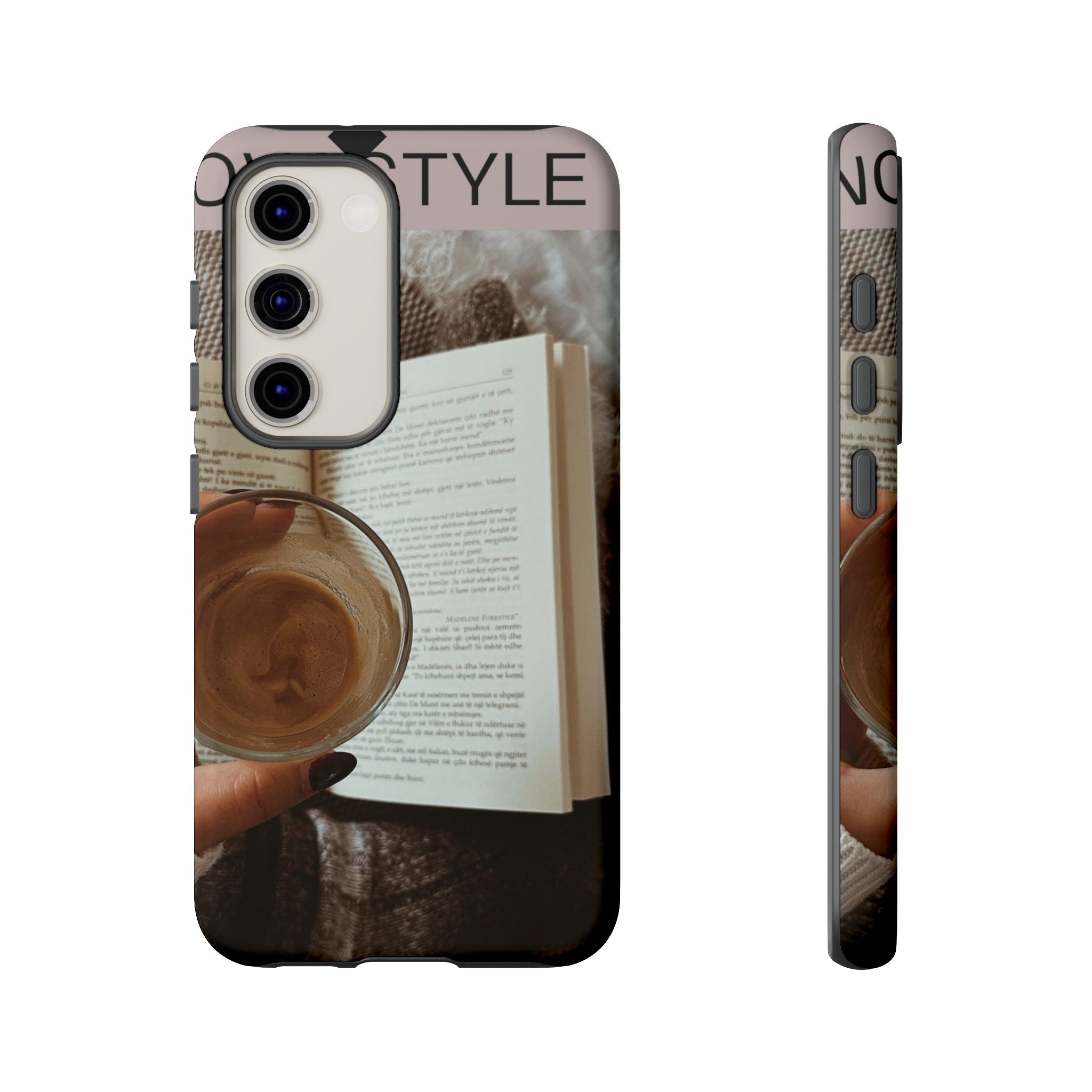Cozy Reading Phone Case — Coffee & Book Protective Cover