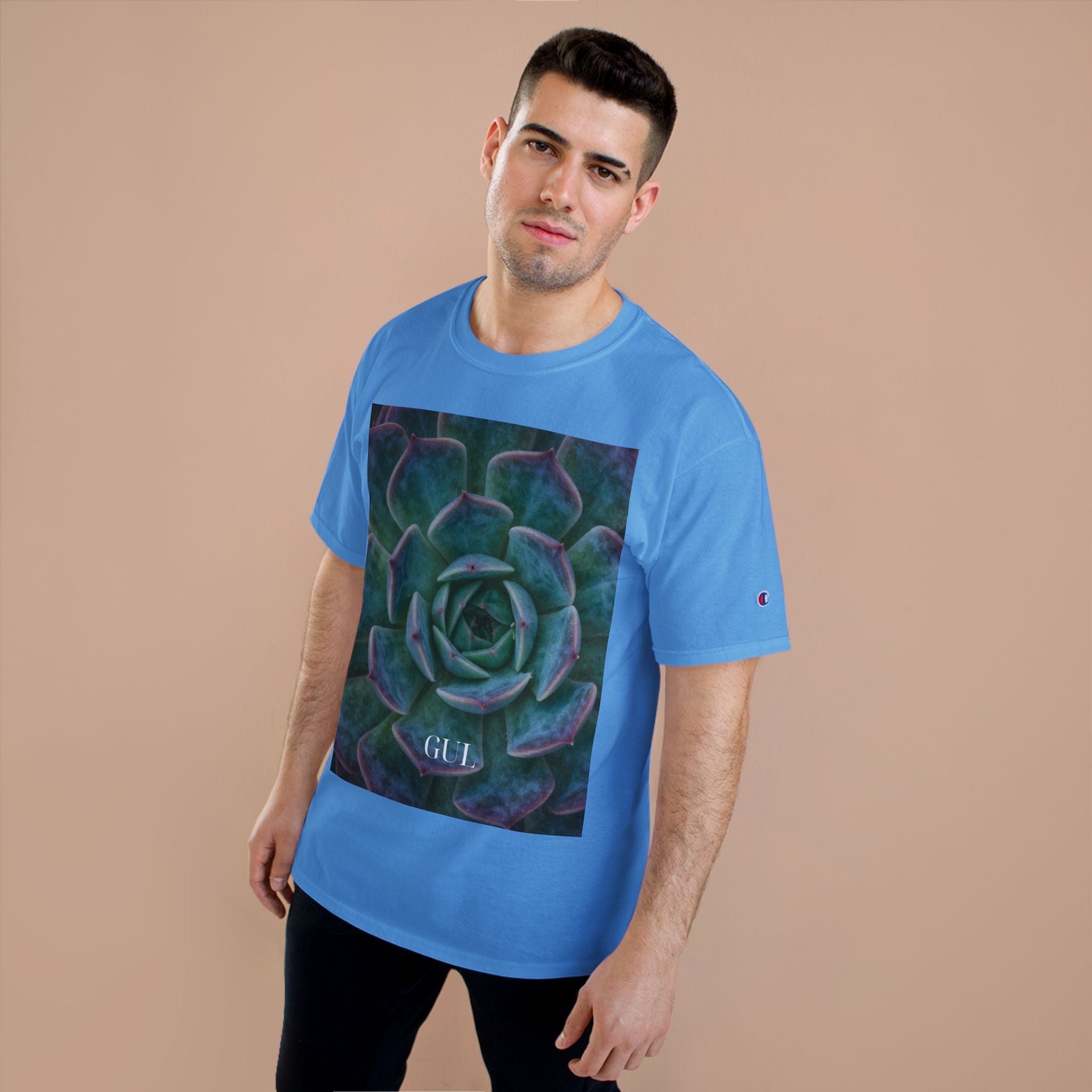 Champion Graphic T‑Shirt — Succulent & Pyramid Photo Print Tee