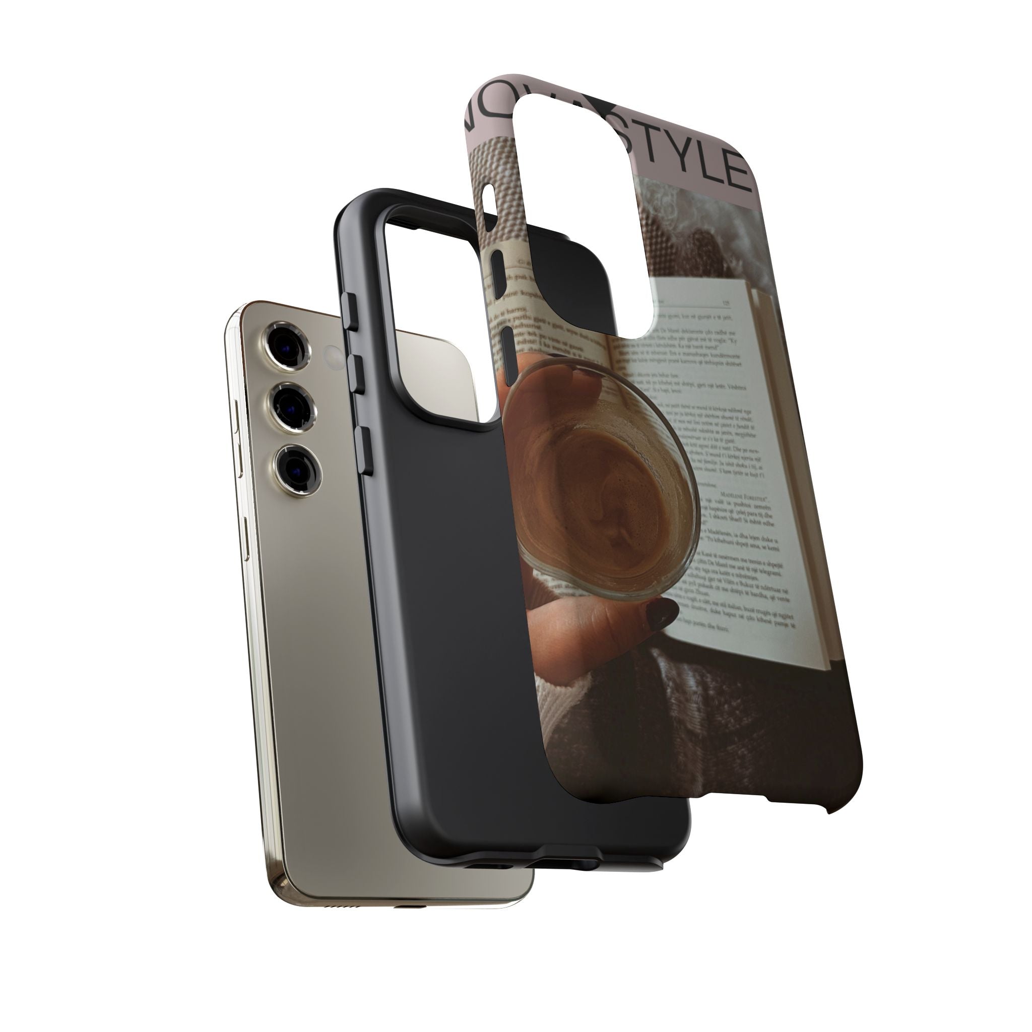 Cozy Reading Phone Case — Coffee & Book Protective Cover