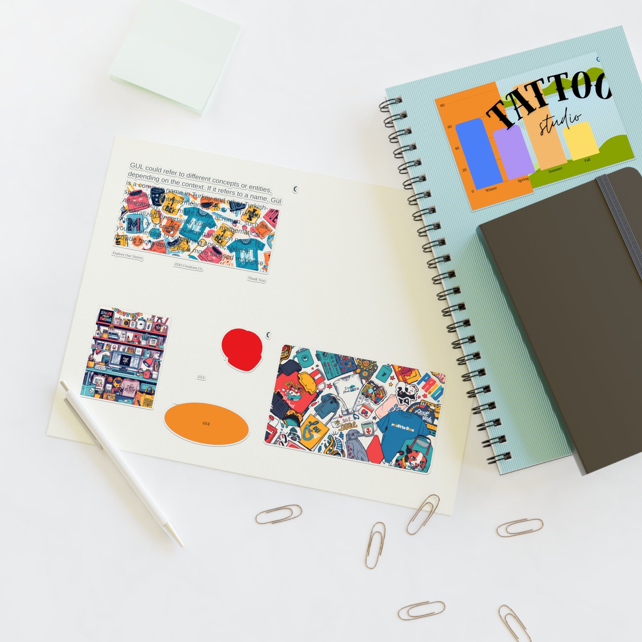 Colorful Sticker Sheets — Retro Tattoo & Pop Art Icons