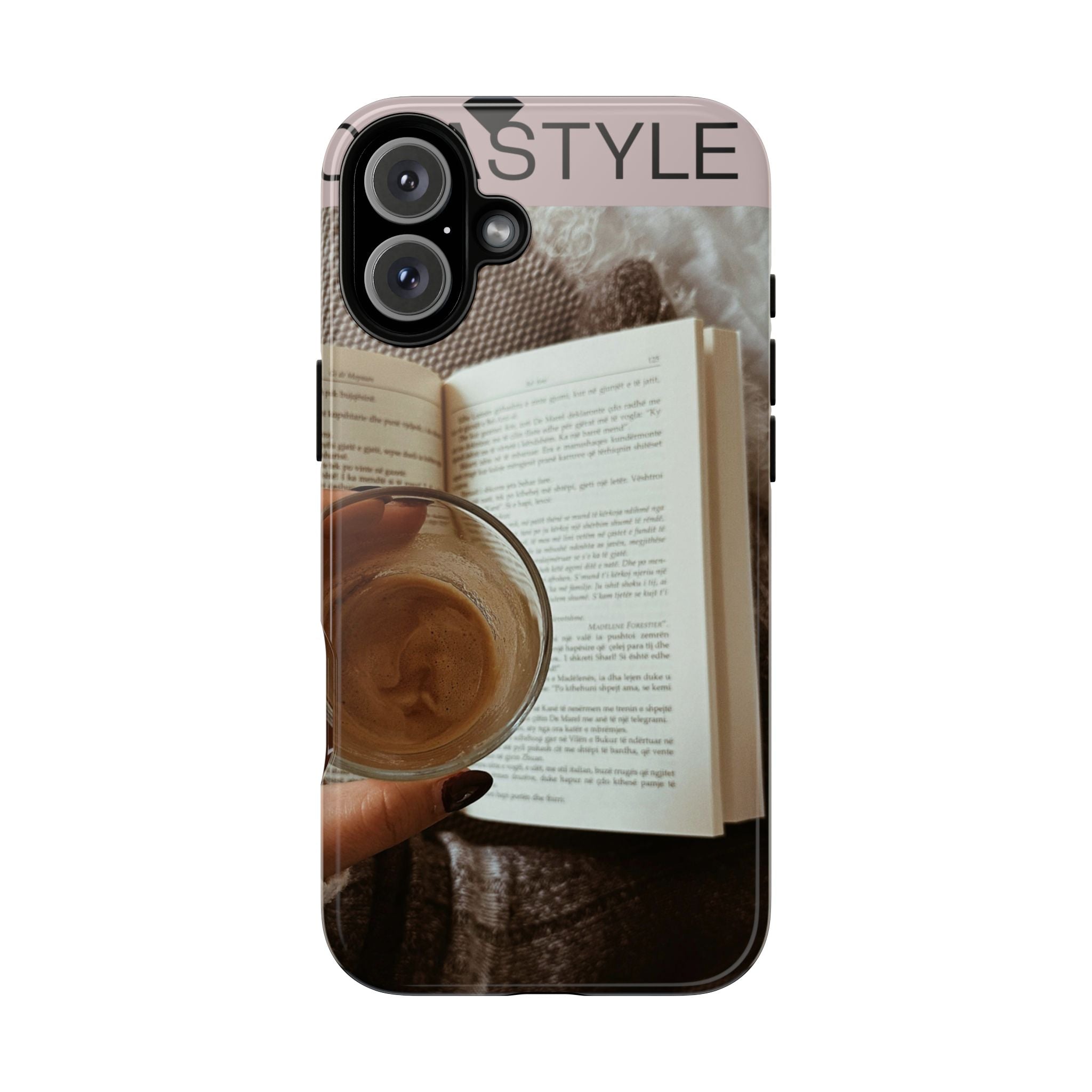 Cozy Reading Phone Case — Coffee & Book Protective Cover