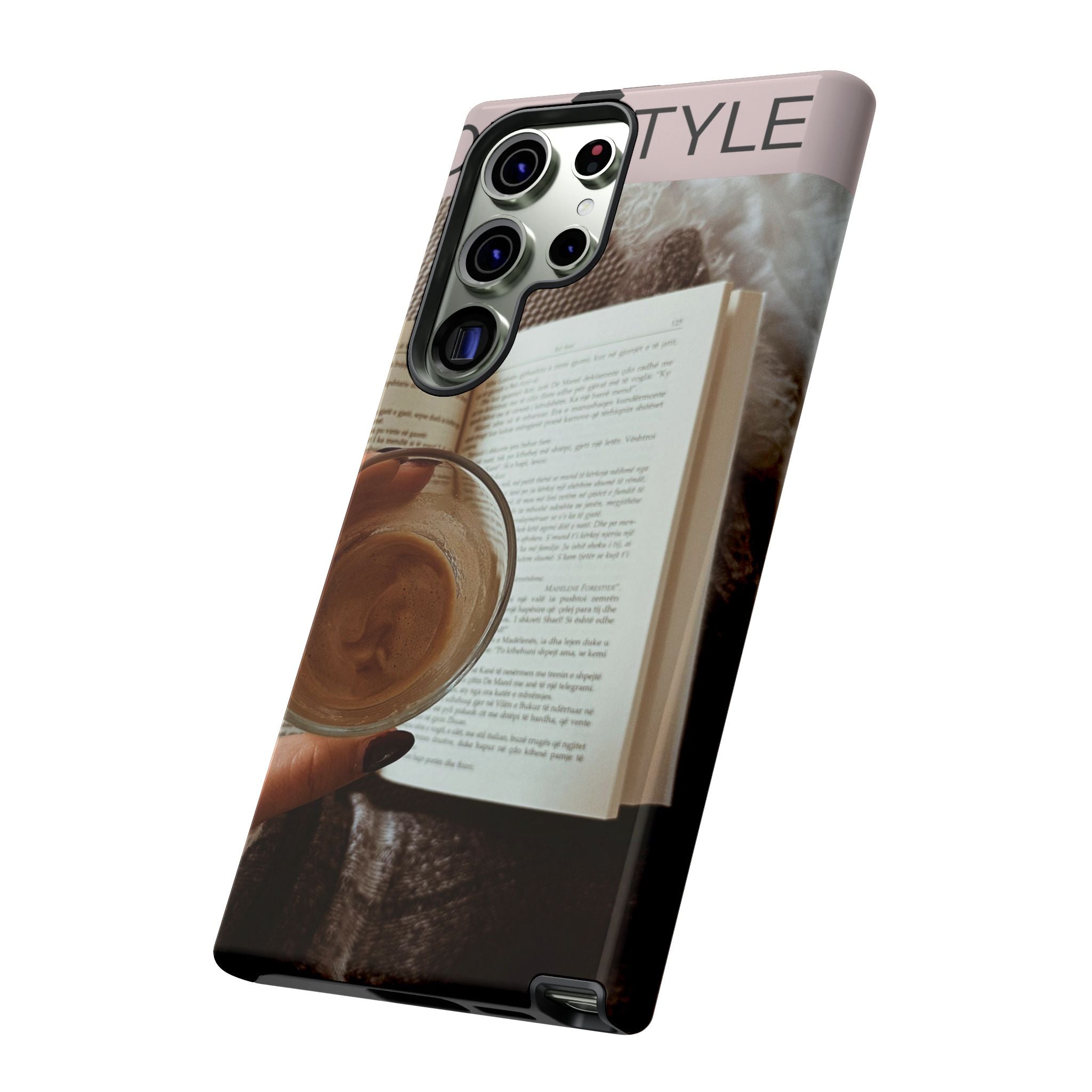 Cozy Reading Phone Case — Coffee & Book Protective Cover