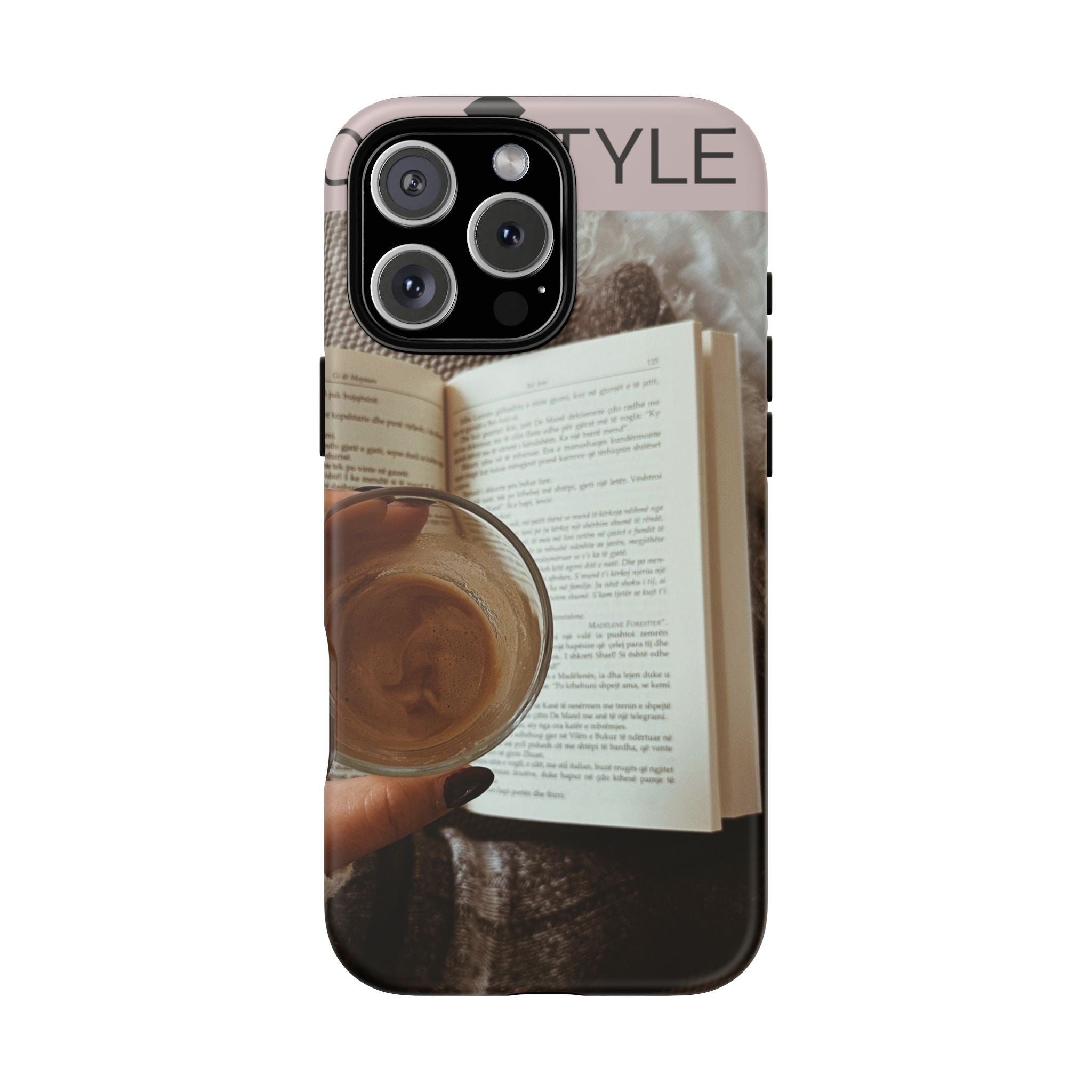 Cozy Reading Phone Case — Coffee & Book Protective Cover