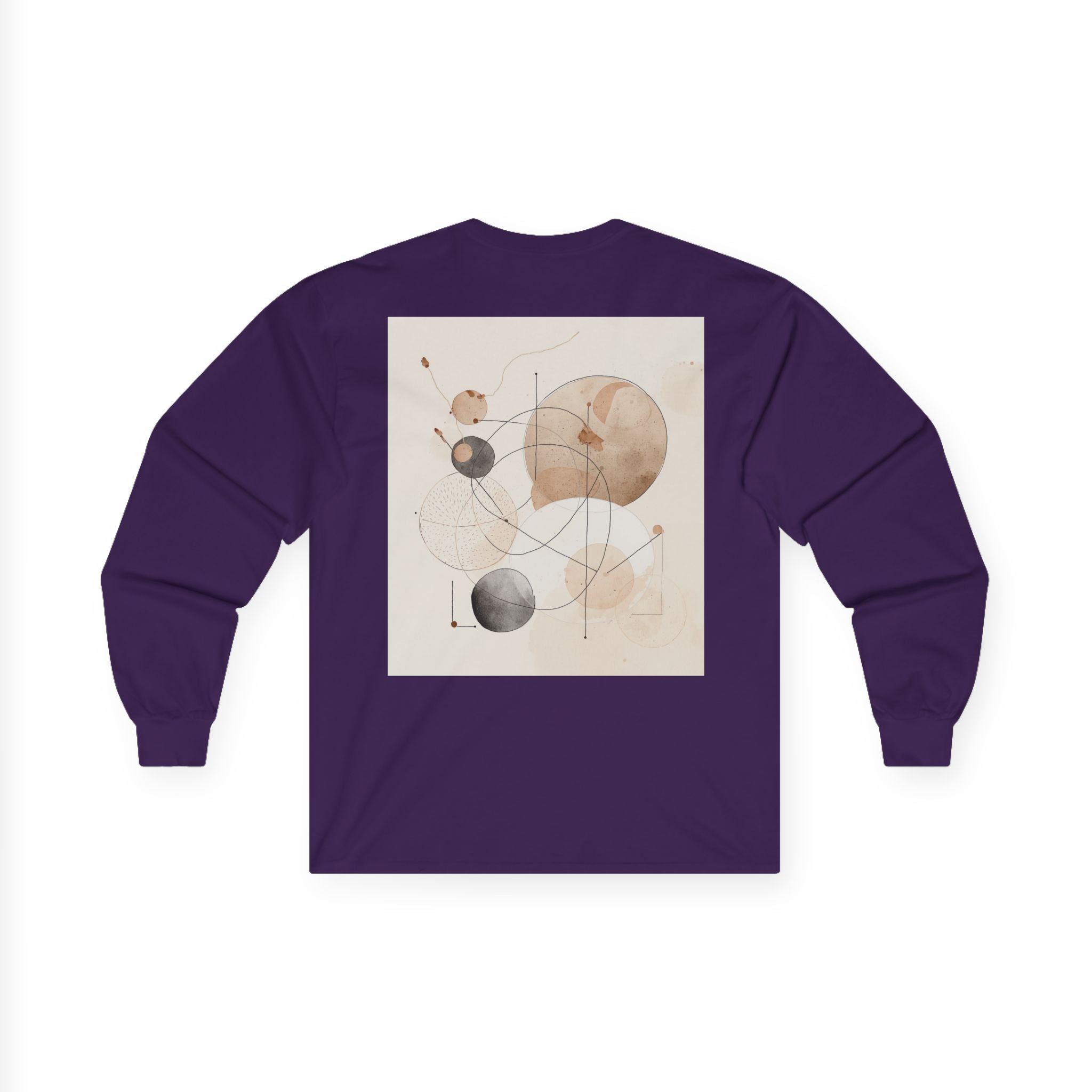 Abstract Geometric Art Long Sleeve Tee — Neutral Circle Composition