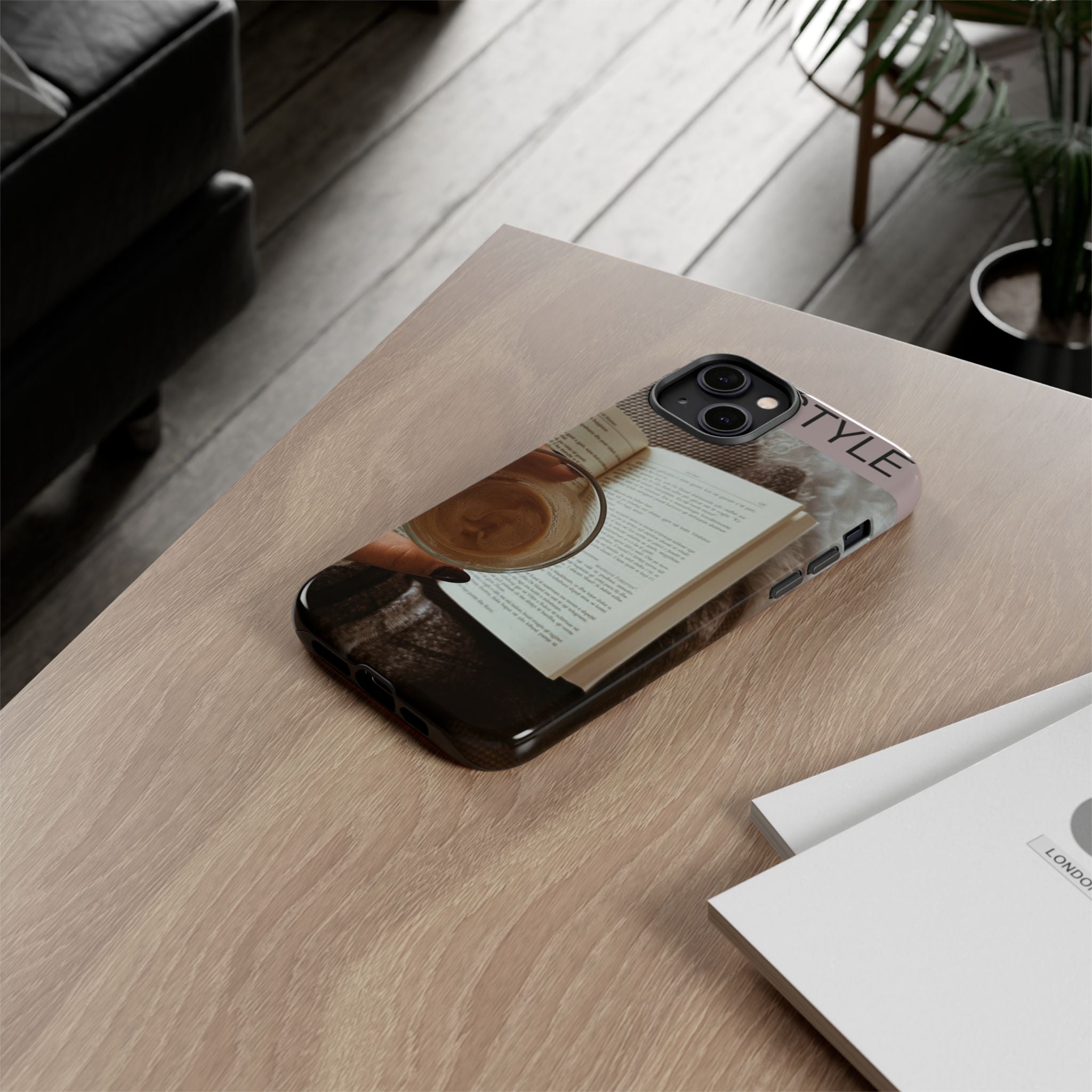 Cozy Reading Phone Case — Coffee & Book Protective Cover