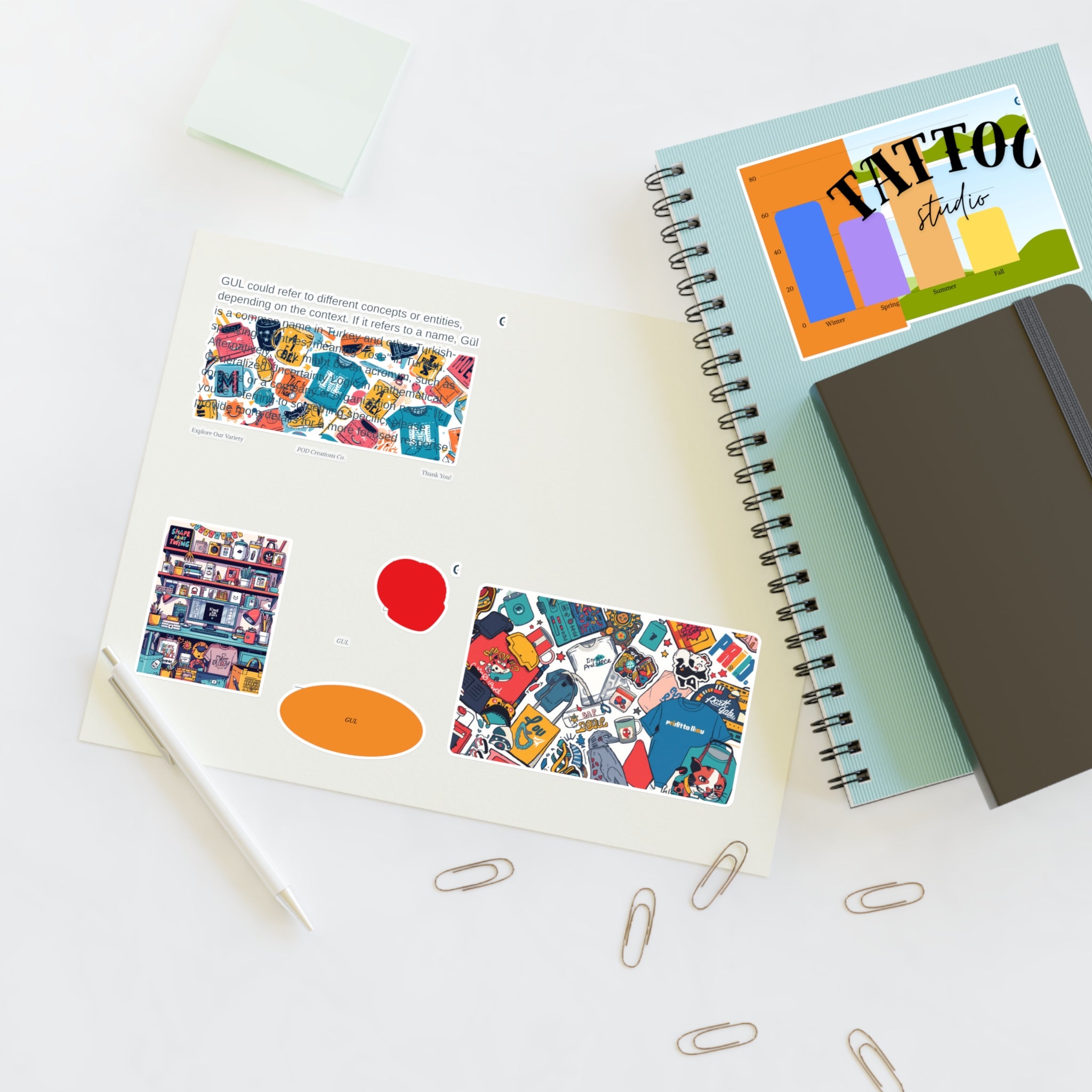 Colorful Sticker Sheets — Retro Tattoo & Pop Art Icons