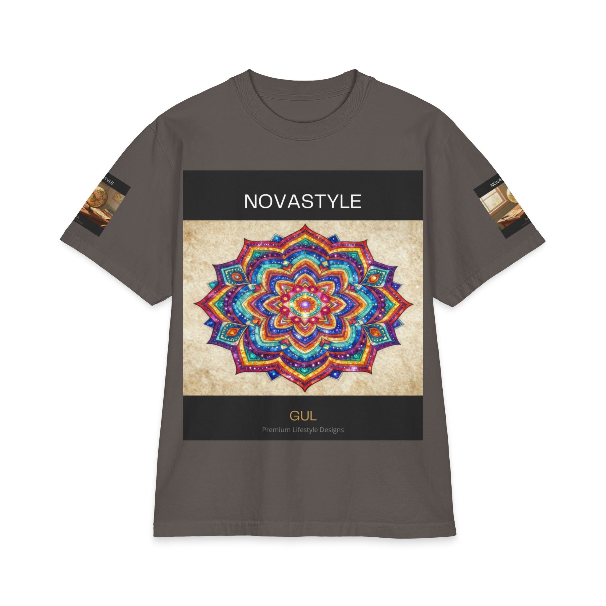 T-Shirt — NOVASTYLE Colorful Mandala & Bonsai Graphic Tee