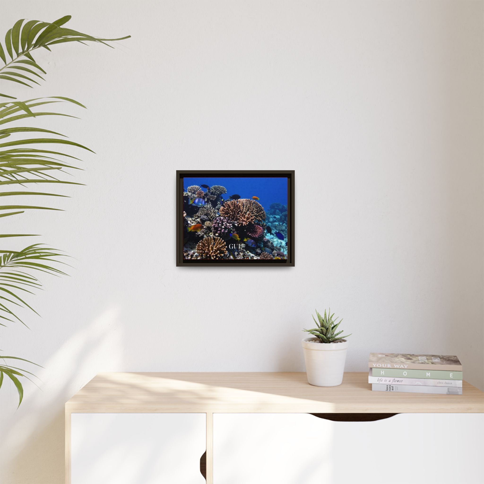 Framed Coral Reef Matte Canvas Wall Art — Tropical Ocean Photography Print