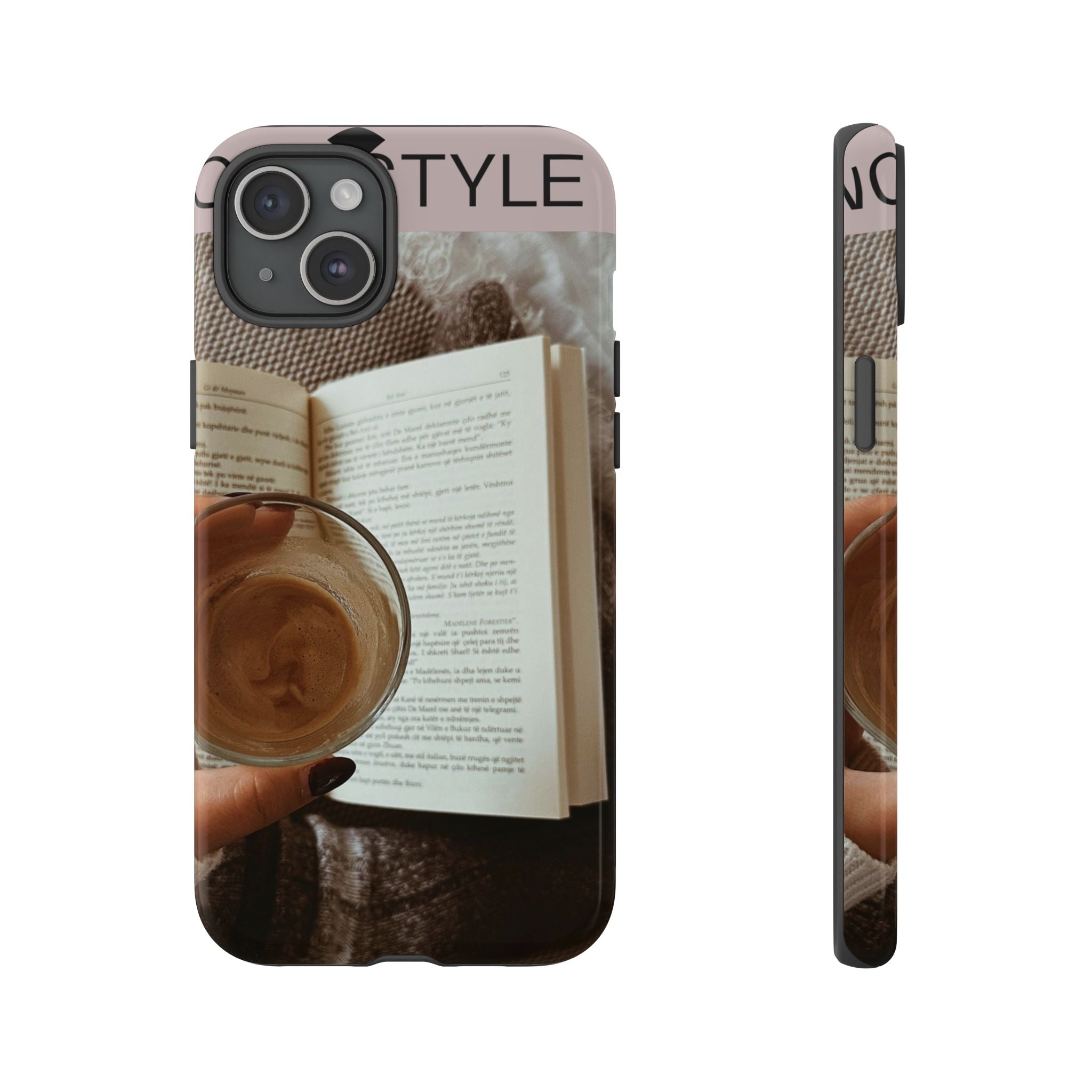 Cozy Reading Phone Case — Coffee & Book Protective Cover