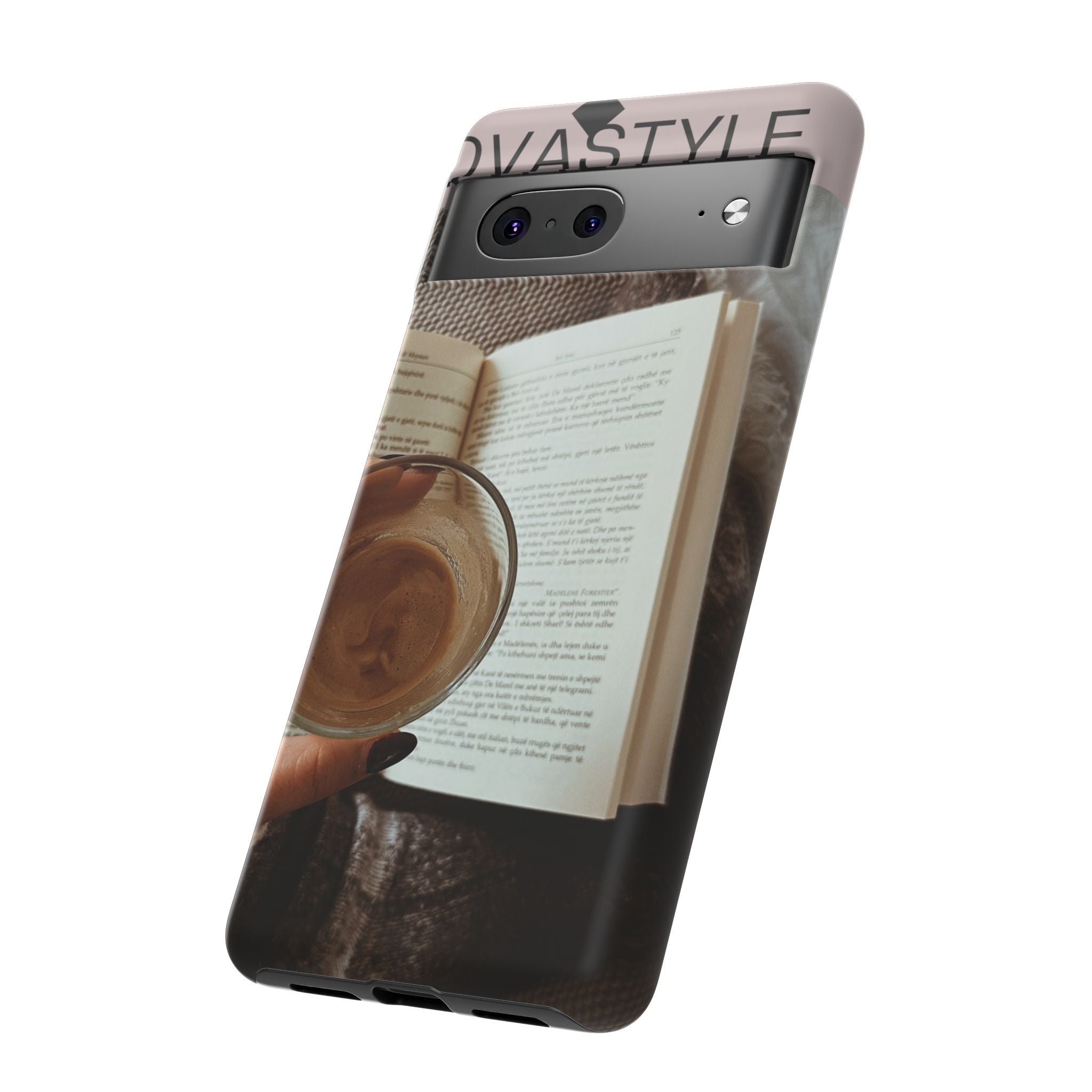 Cozy Reading Phone Case — Coffee & Book Protective Cover