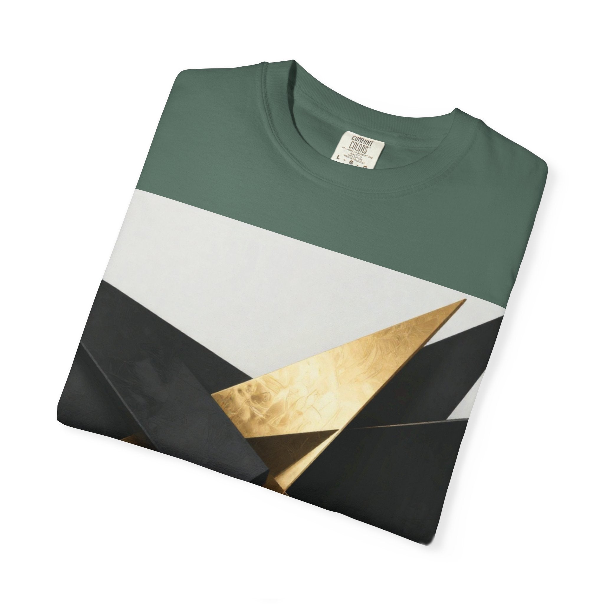 Graphic T-Shirt — Modern Gold Abstract & Mountain Photo Print