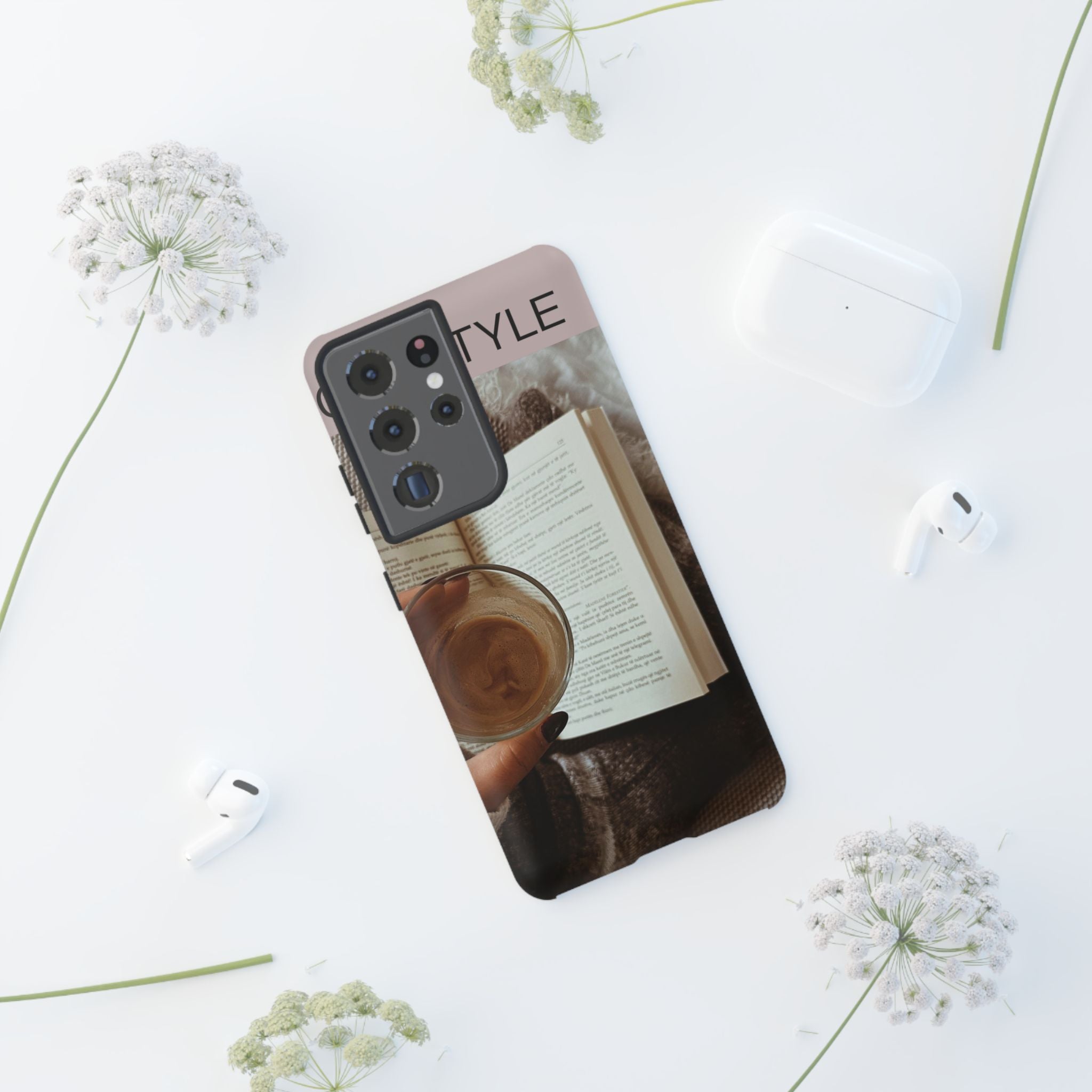 Cozy Reading Phone Case — Coffee & Book Protective Cover