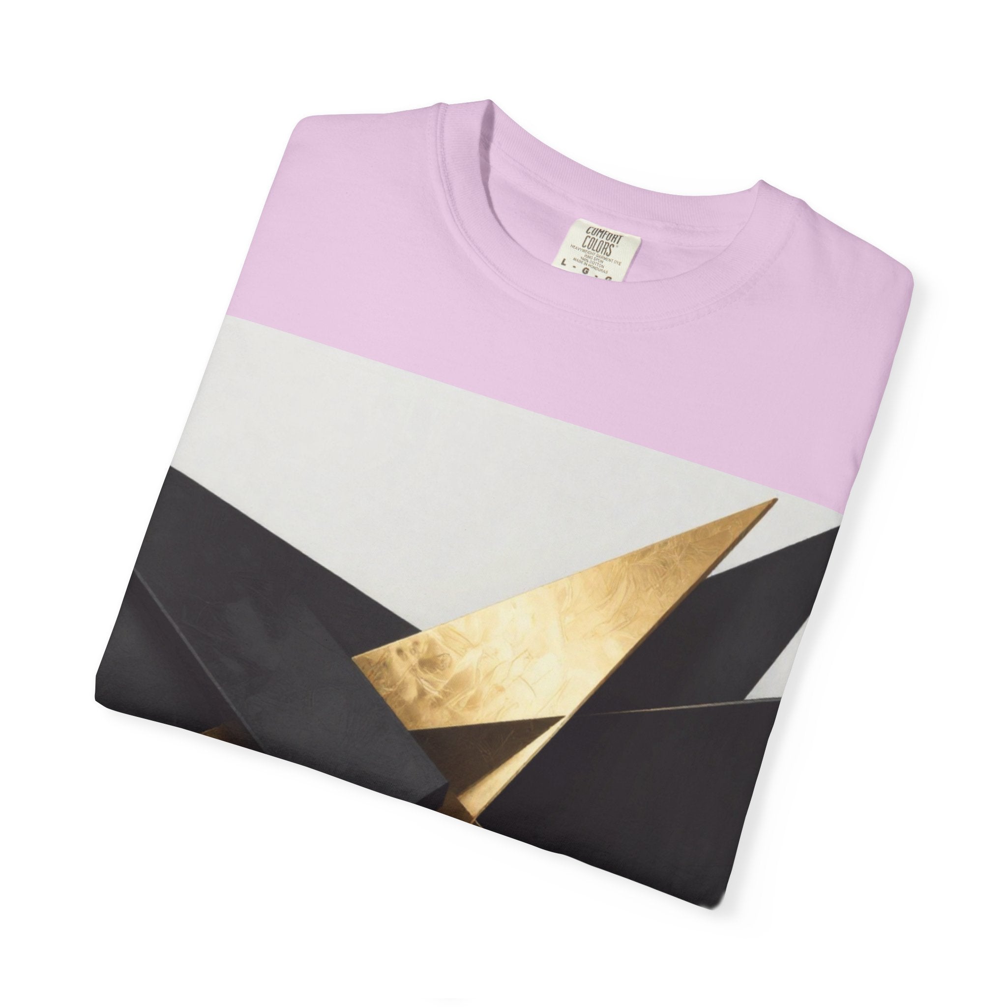 Graphic T-Shirt — Modern Gold Abstract & Mountain Photo Print