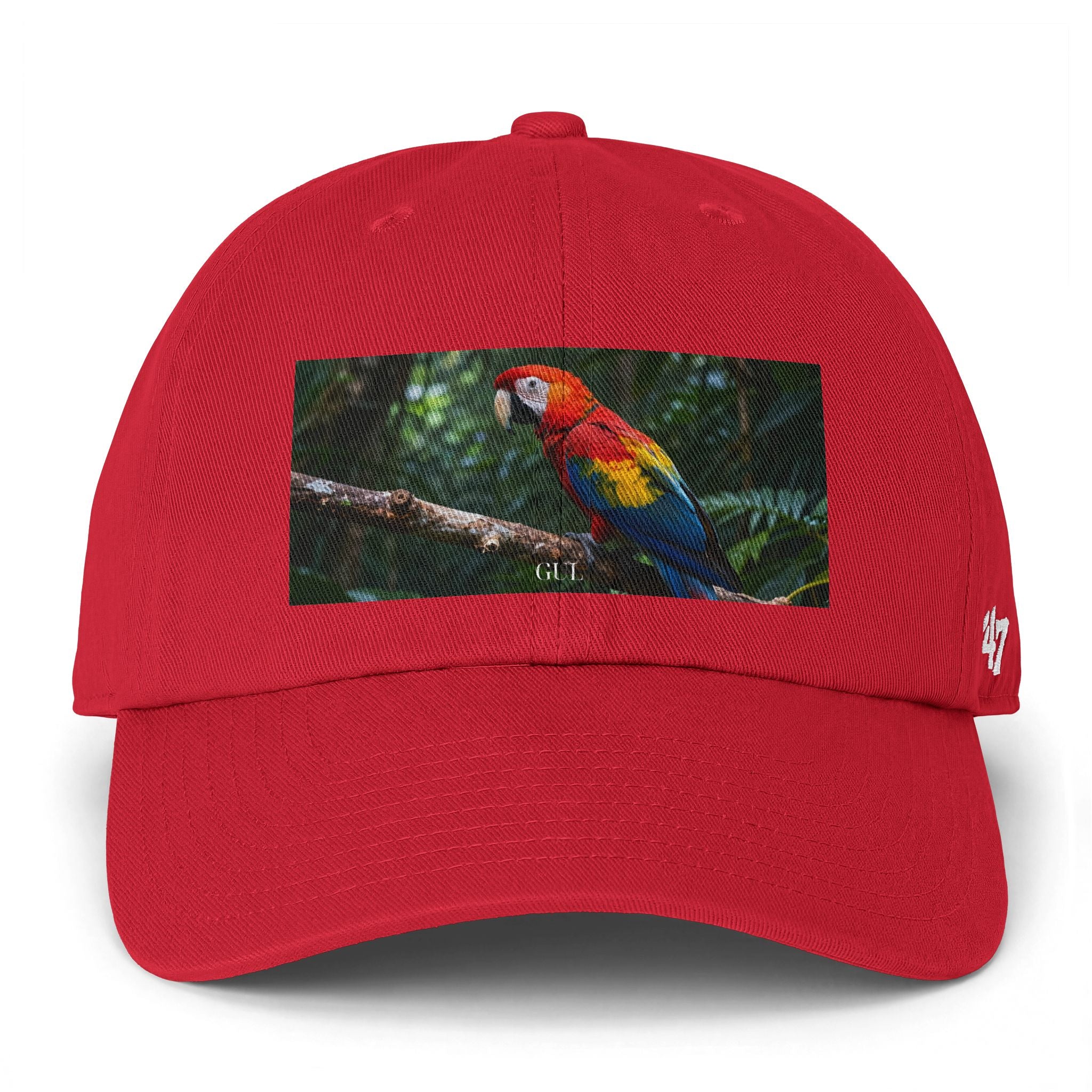 Parrot Print Cap — Tropical Scarlet Macaw Baseball Hat