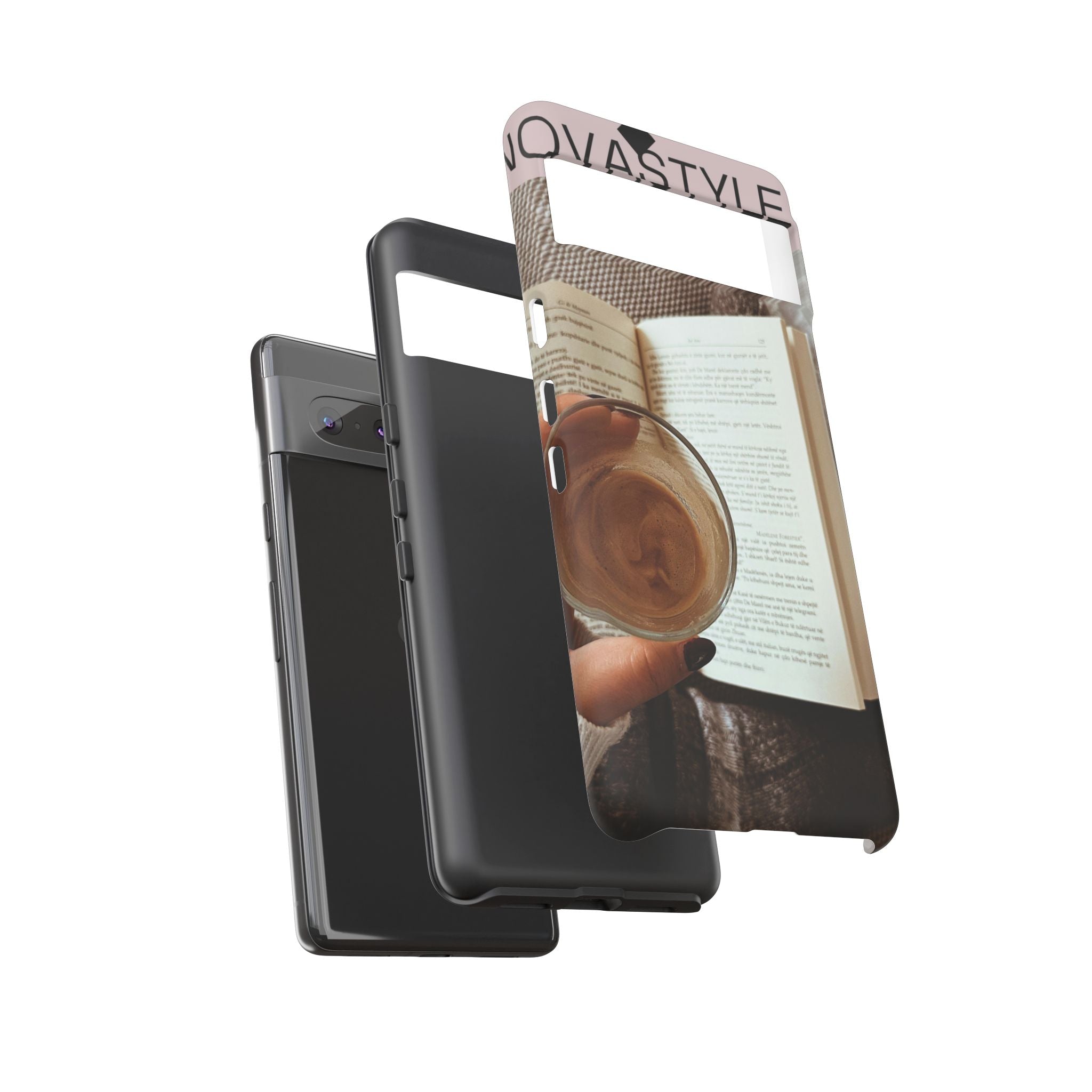 Cozy Reading Phone Case — Coffee & Book Protective Cover