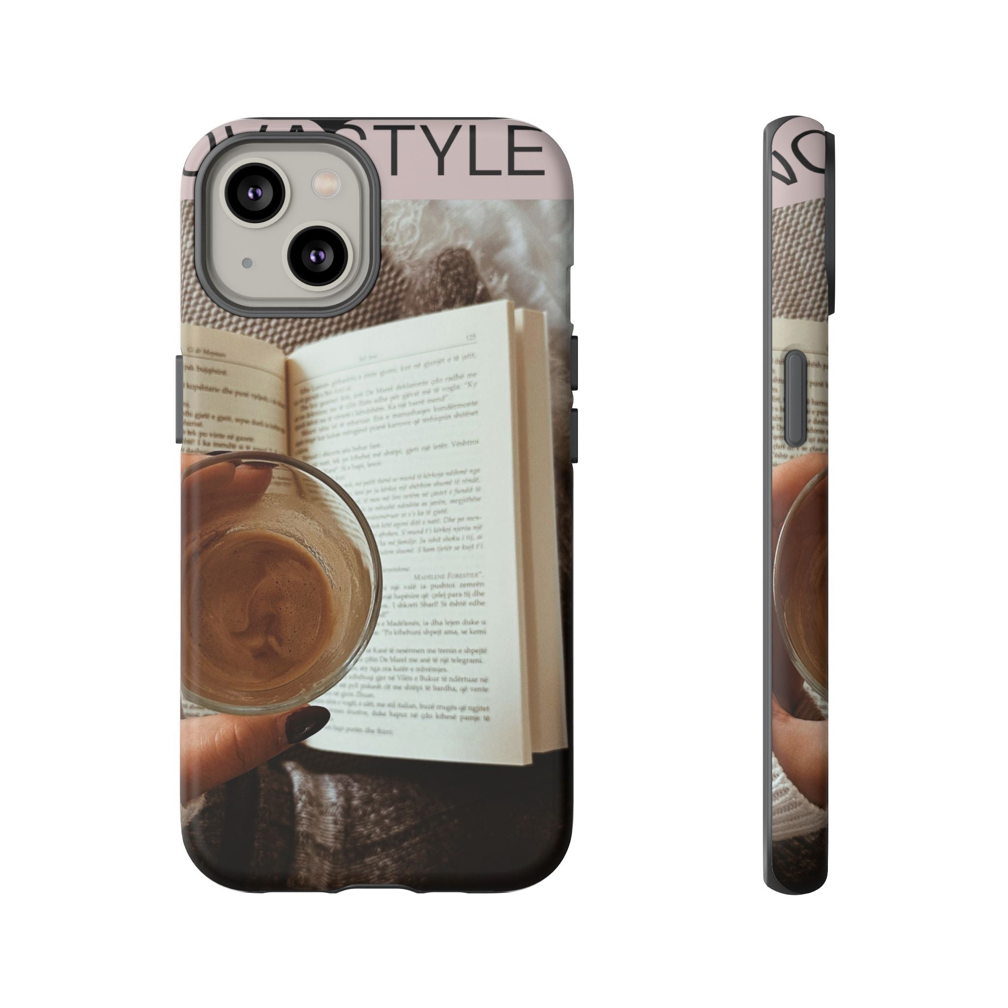 Cozy Reading Phone Case — Coffee & Book Protective Cover
