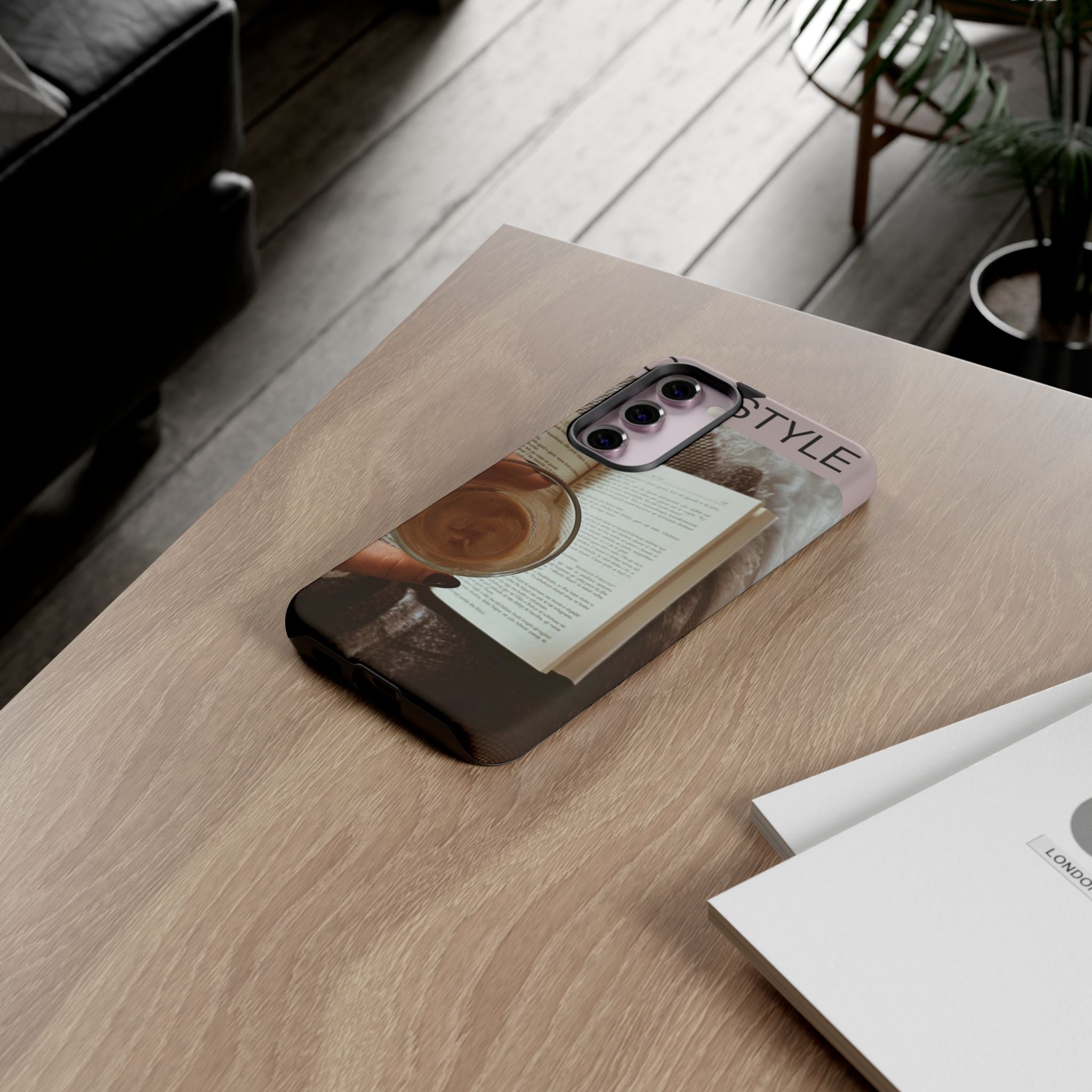 Cozy Reading Phone Case — Coffee & Book Protective Cover