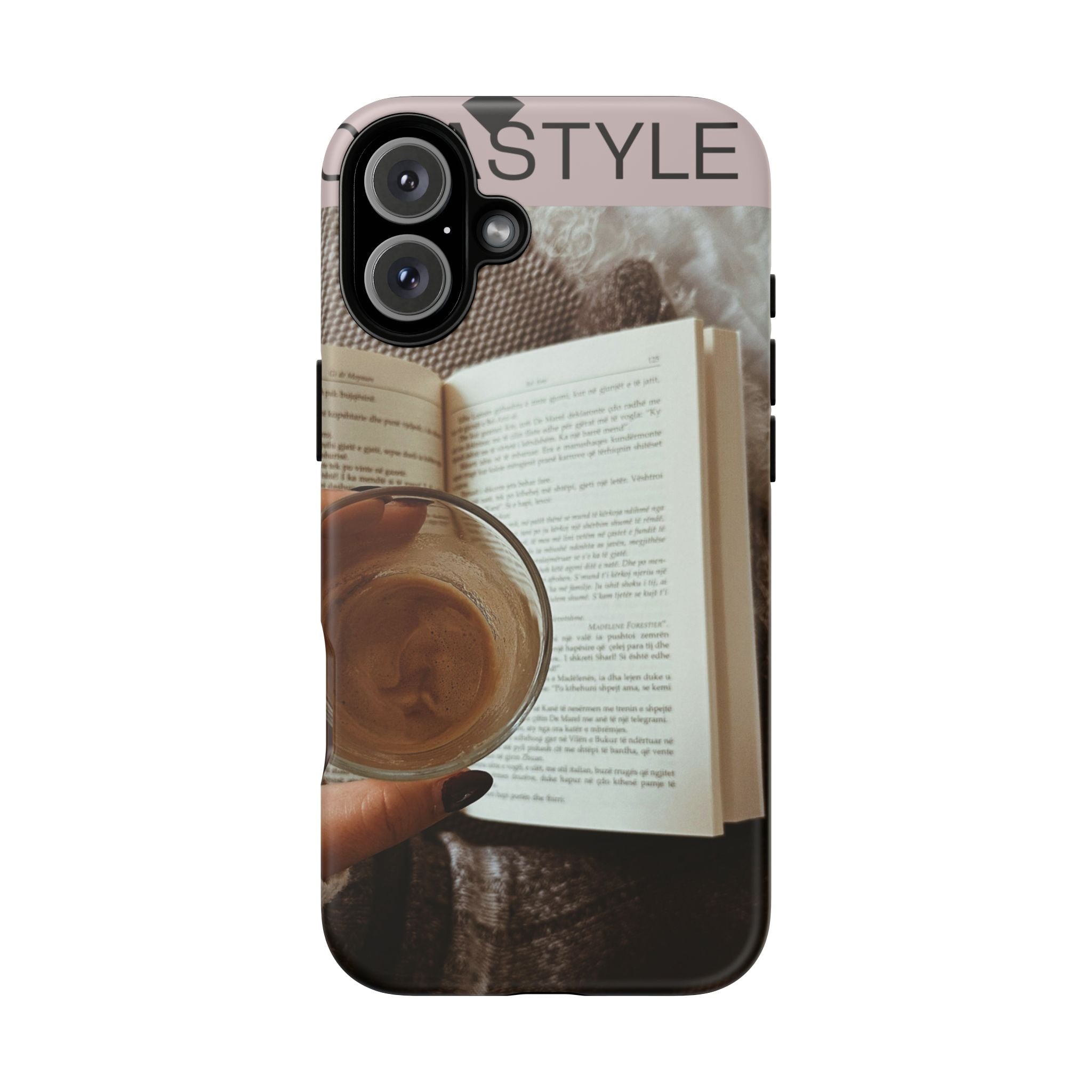 Cozy Reading Phone Case — Coffee & Book Protective Cover