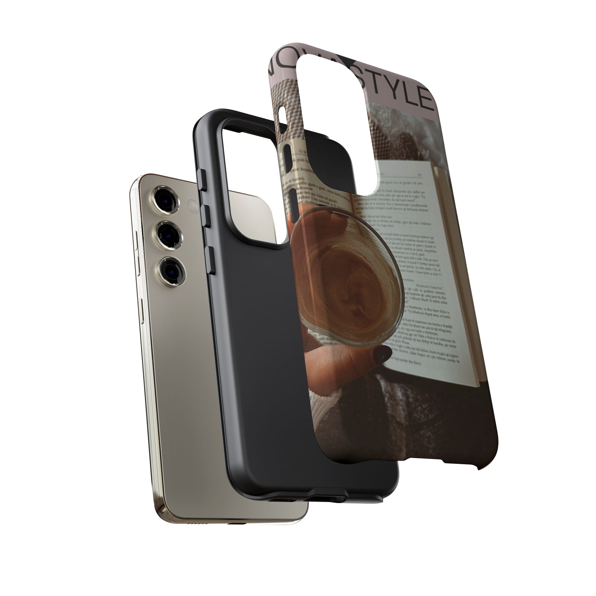 Cozy Reading Phone Case — Coffee & Book Protective Cover