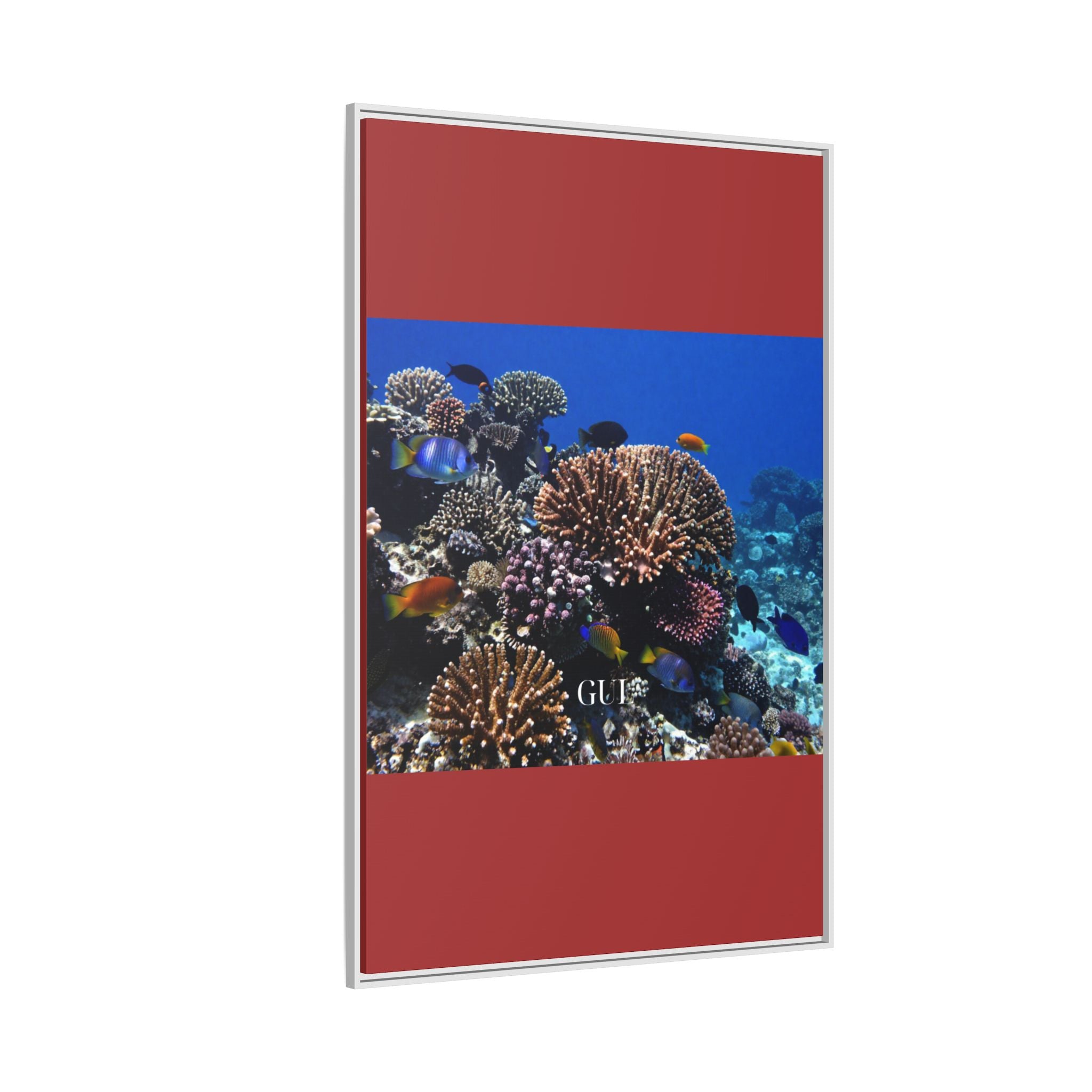 Framed Coral Reef Matte Canvas Wall Art — Tropical Ocean Photography Print