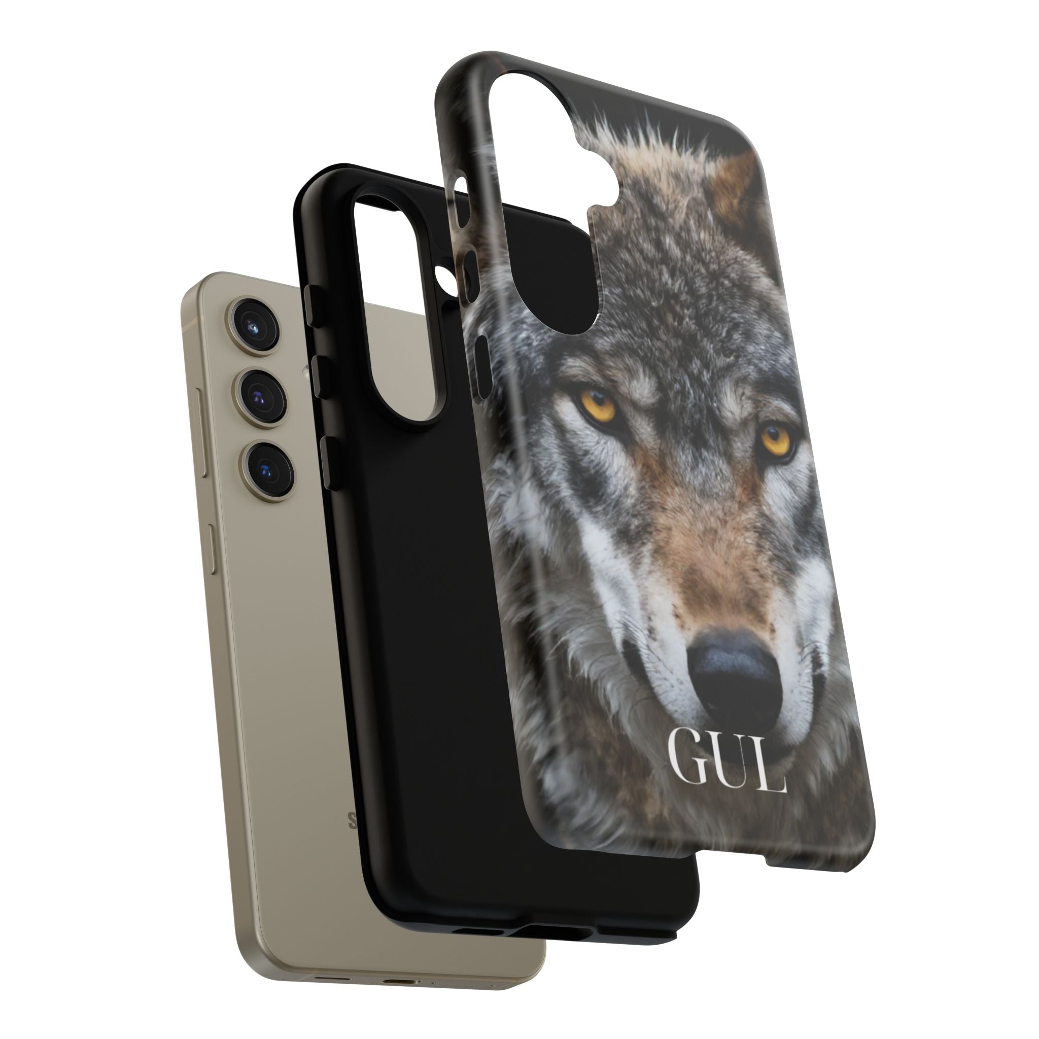 Wolf Eyes Phone Case — Fierce Wildlife iPhone Protective Case with ‘GUL’ Text