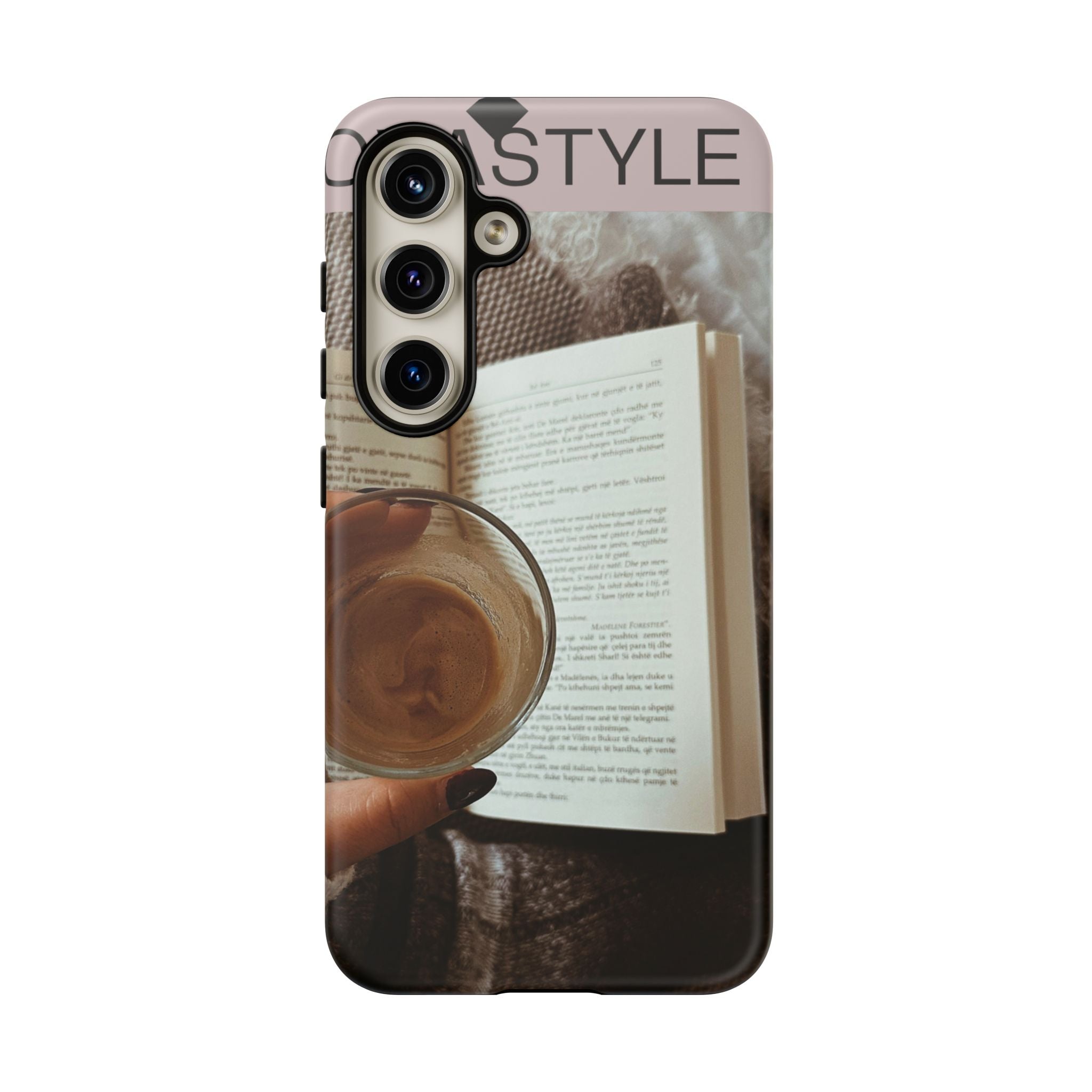 Cozy Reading Phone Case — Coffee & Book Protective Cover