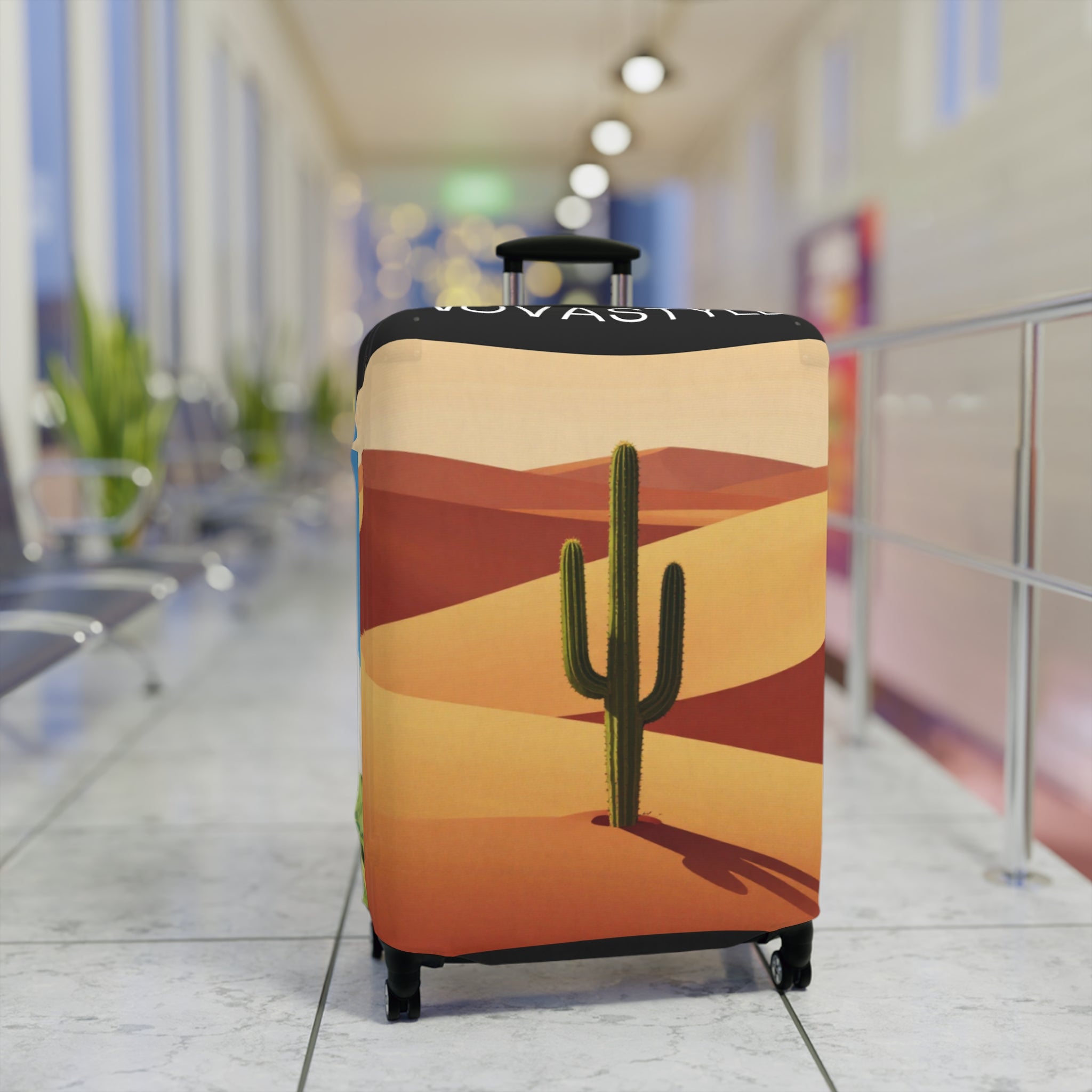 Desert & Hot Air Balloon Luggage Cover – Scenic Travel Suitcase Protector