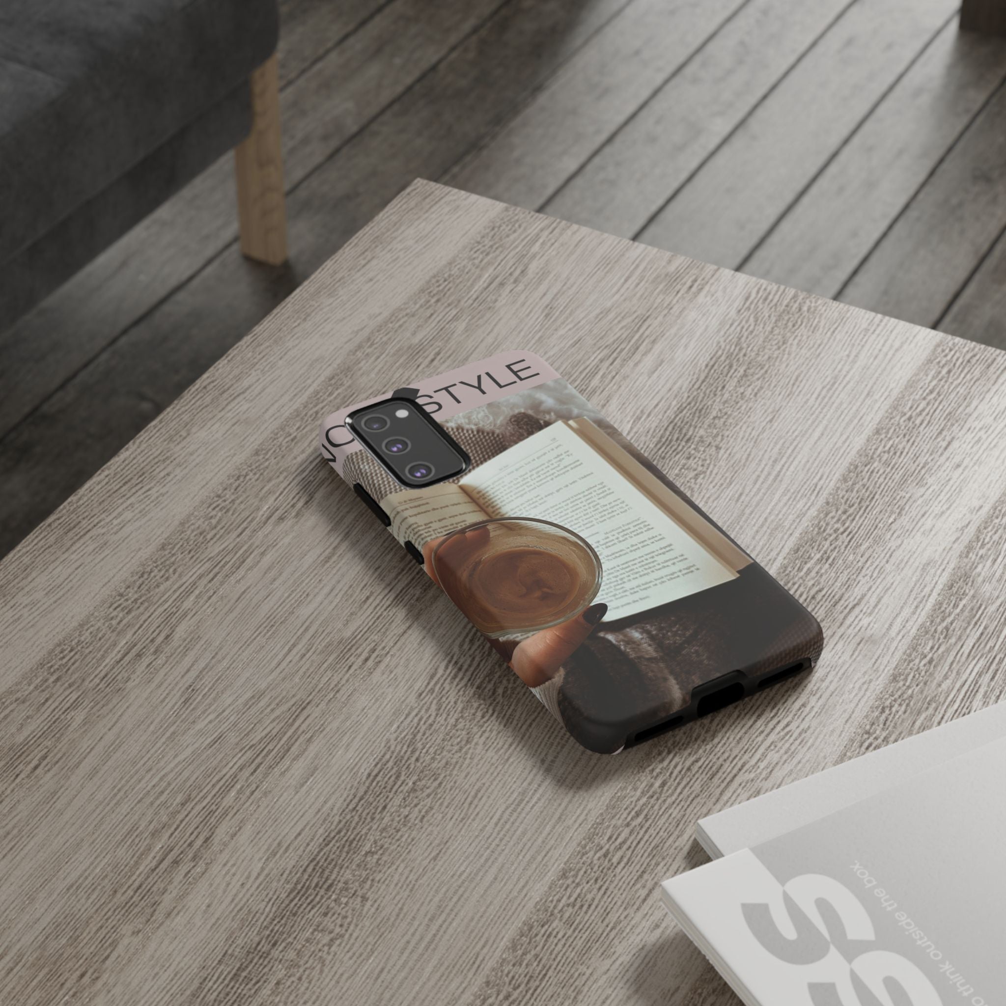 Cozy Reading Phone Case — Coffee & Book Protective Cover