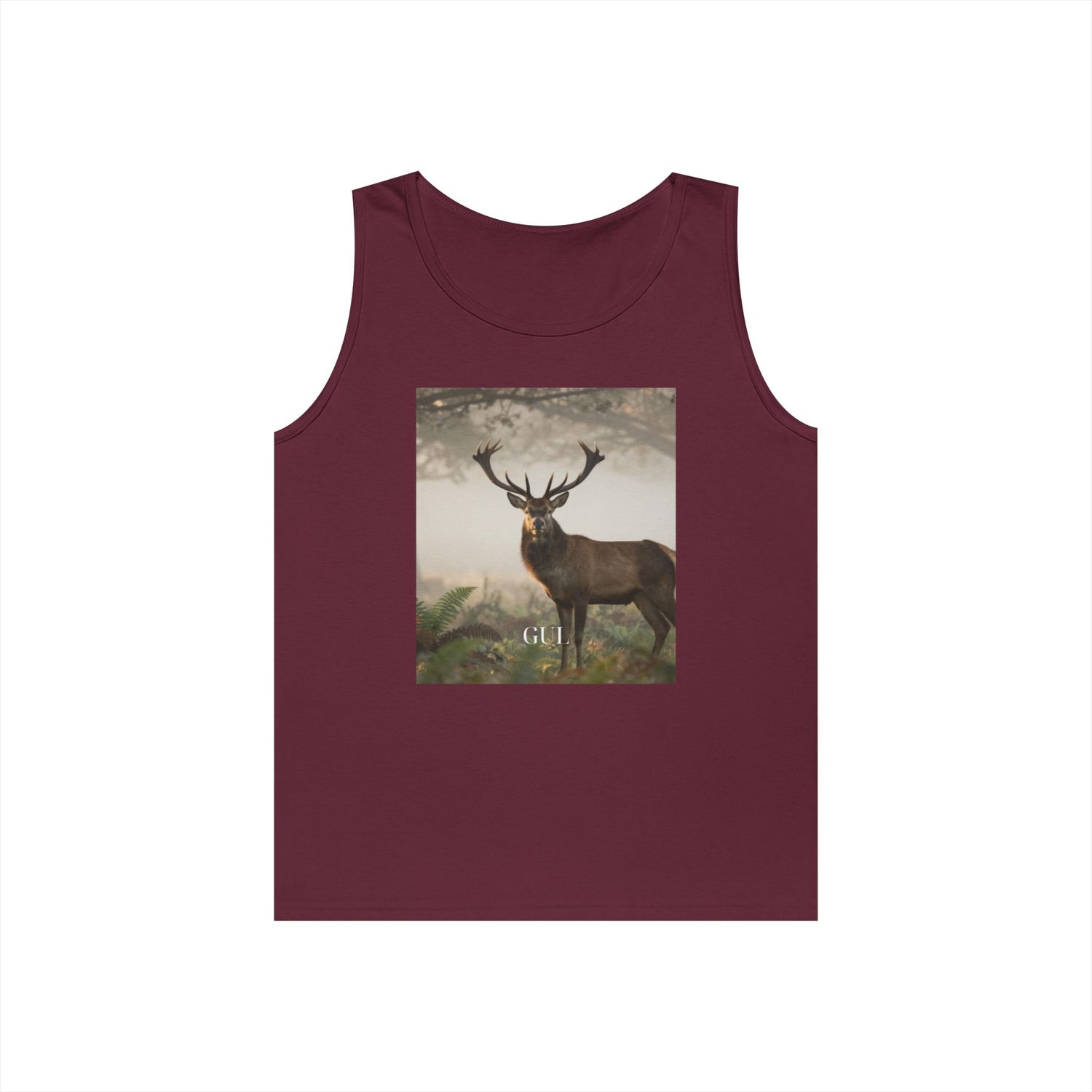 Deer &amp; Cherry Blossom Art Tank Top — Nature Scene Graphic Tank