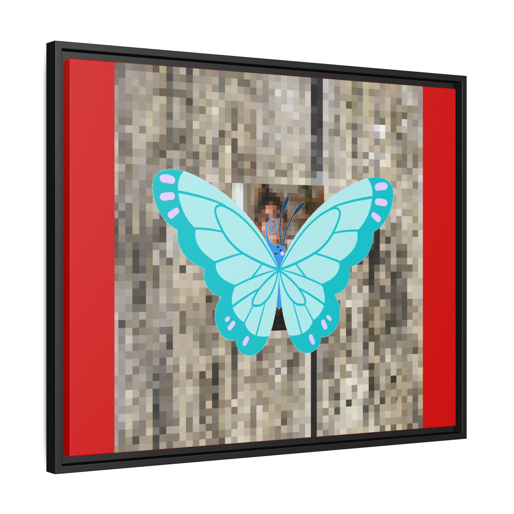 Blue Butterfly Framed Canvas Art – Matte Multi‑Color Wall Print