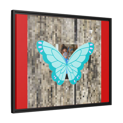Blue Butterfly Framed Canvas Art – Matte Multi‑Color Wall Print