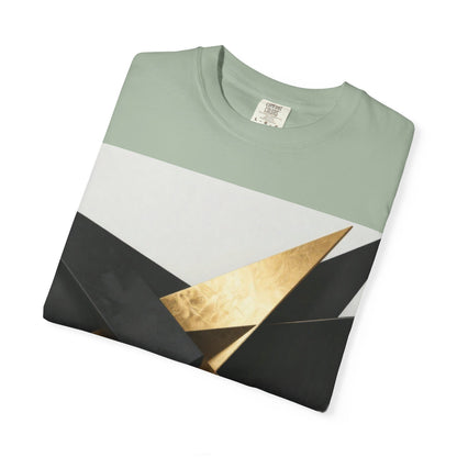 Graphic T-Shirt — Modern Gold Abstract &amp; Mountain Photo Print