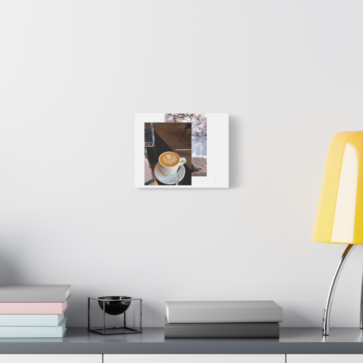 Latte &amp; Landscape Matte Canvas Wall Art — Coffee Shop Photo Collage