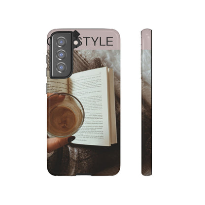 Cozy Reading Phone Case — Coffee &amp; Book Protective Cover