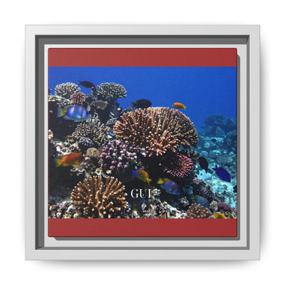 Framed Coral Reef Matte Canvas Wall Art — Tropical Ocean Photography Print