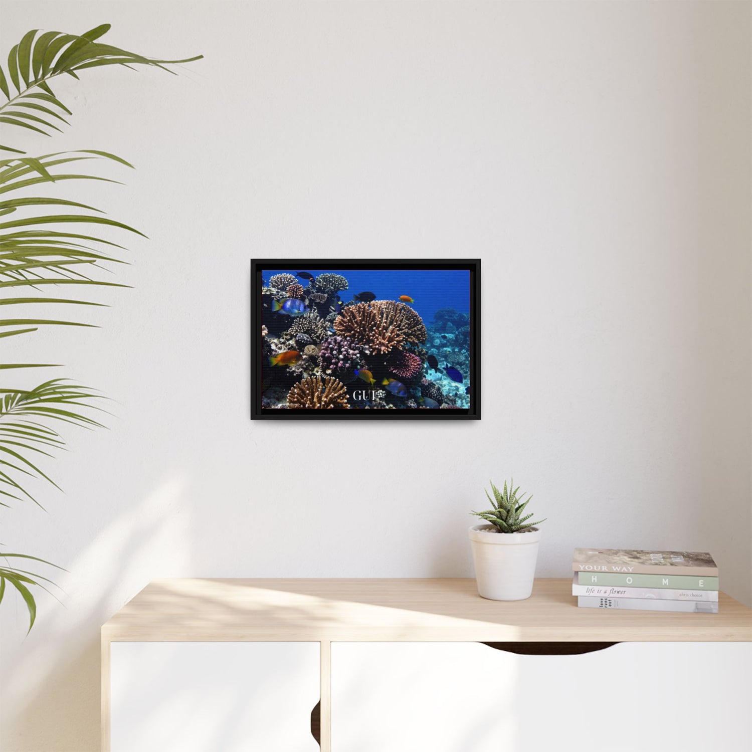 Framed Coral Reef Matte Canvas Wall Art — Tropical Ocean Photography Print
