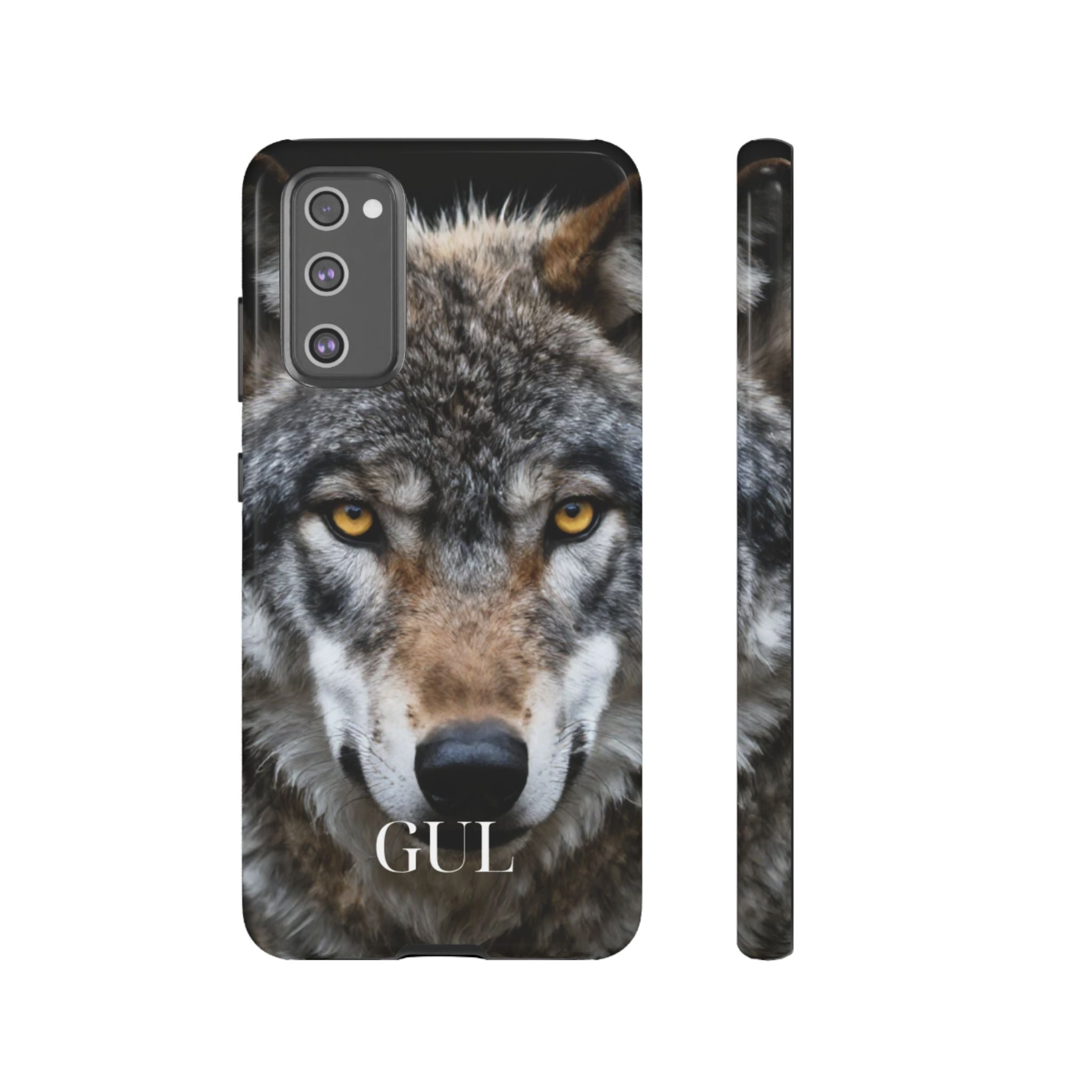 Wolf Eyes Phone Case — Fierce Wildlife iPhone Protective Case with ‘GUL’ Text