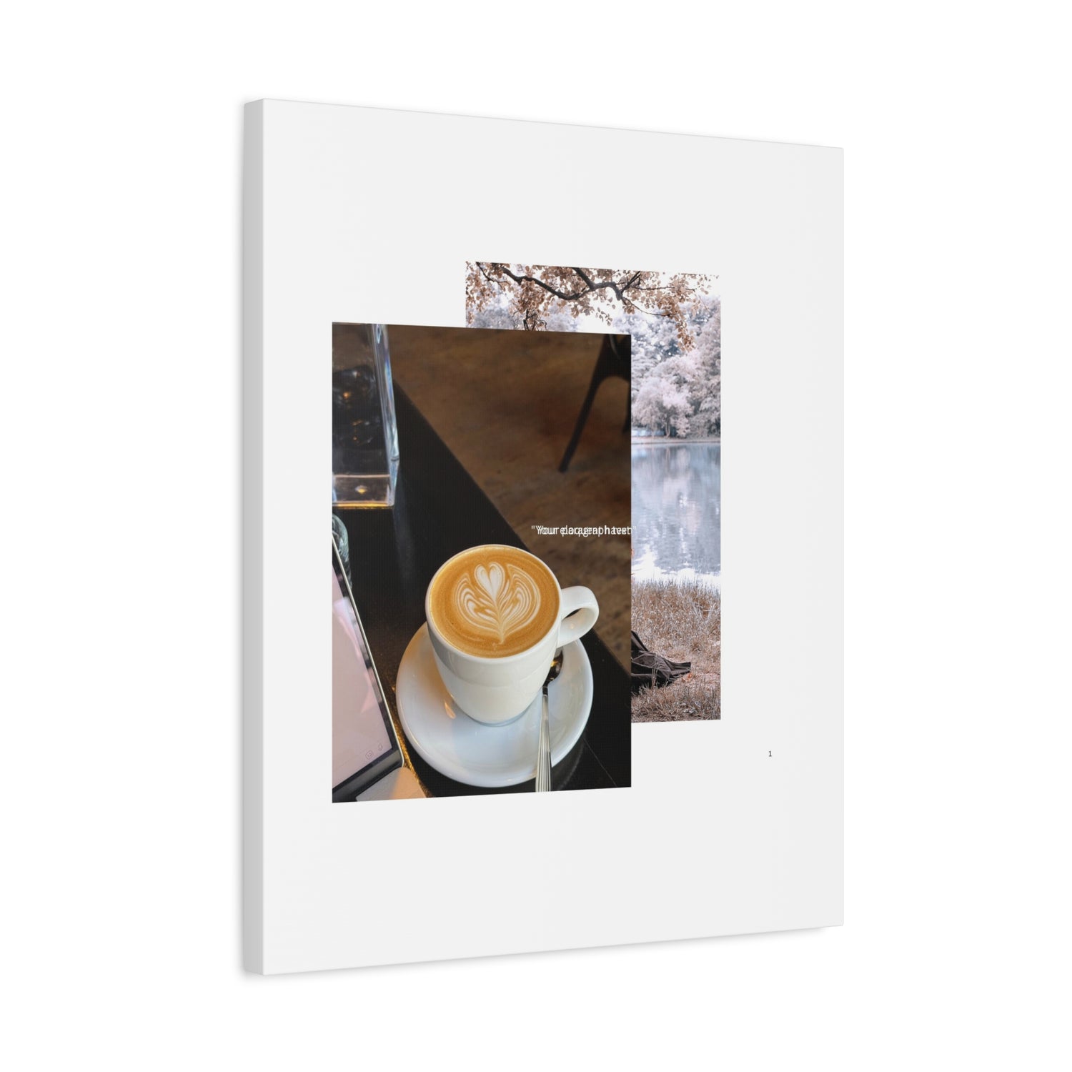 Latte &amp; Landscape Matte Canvas Wall Art — Coffee Shop Photo Collage