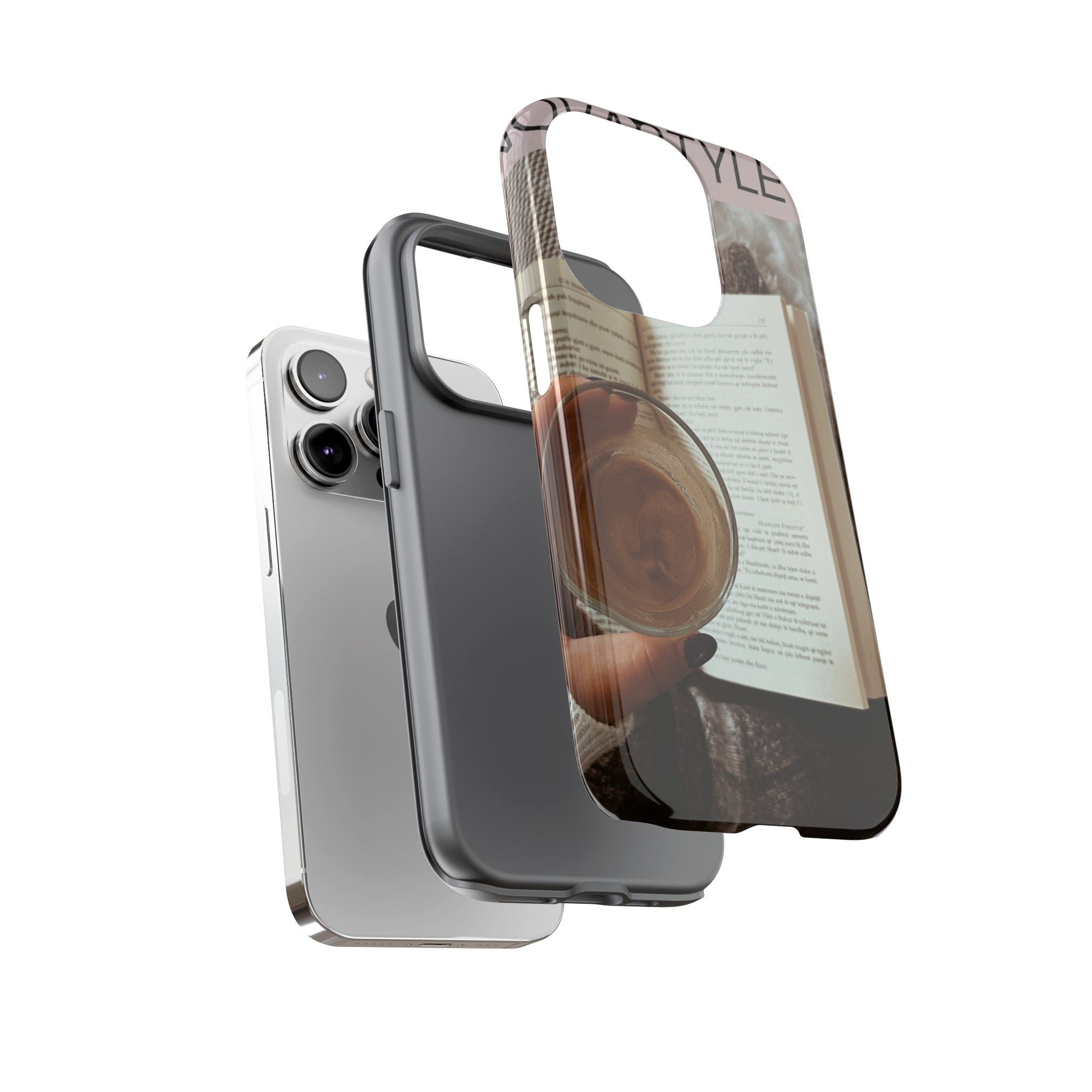Cozy Reading Phone Case — Coffee &amp; Book Protective Cover