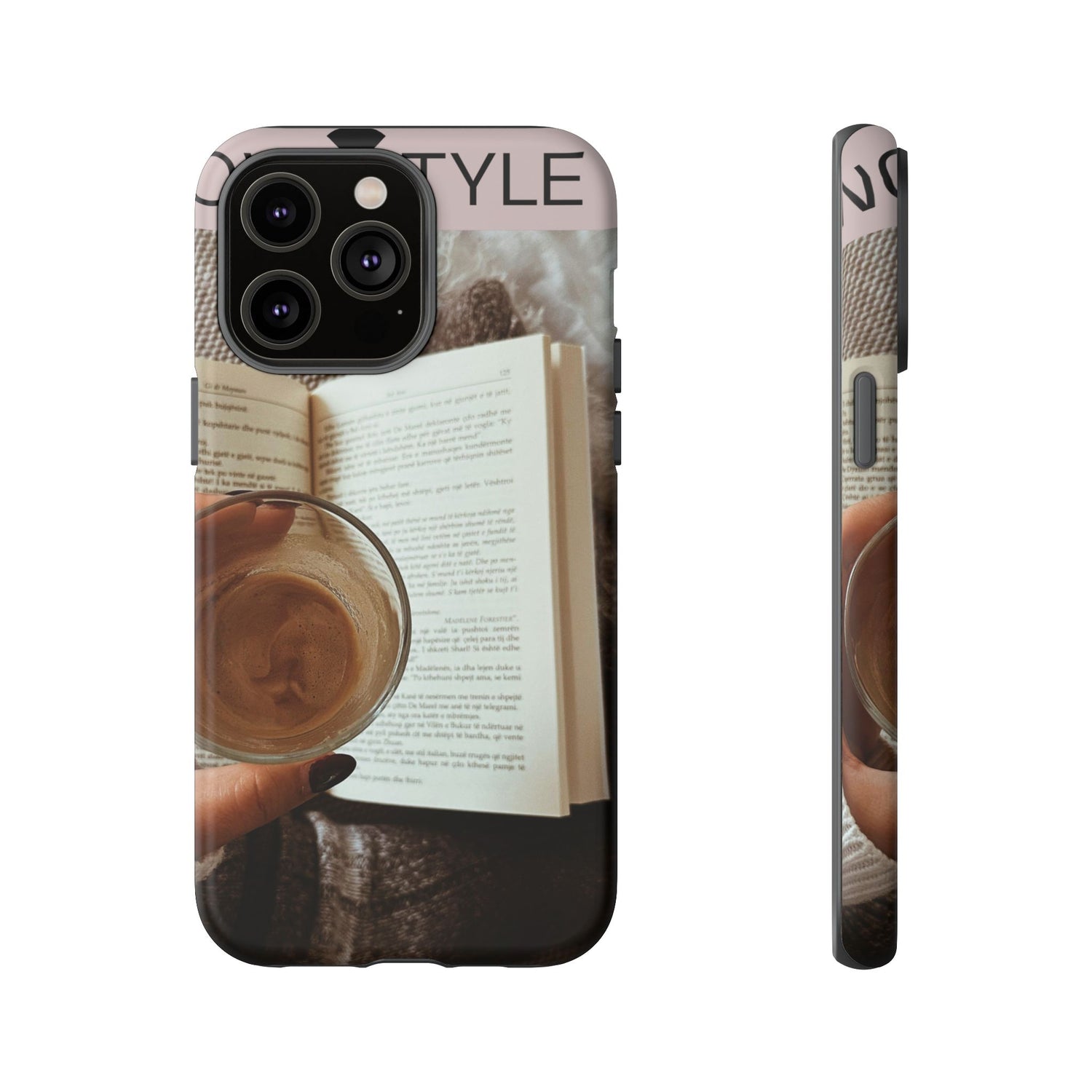 Cozy Reading Phone Case — Coffee &amp; Book Protective Cover