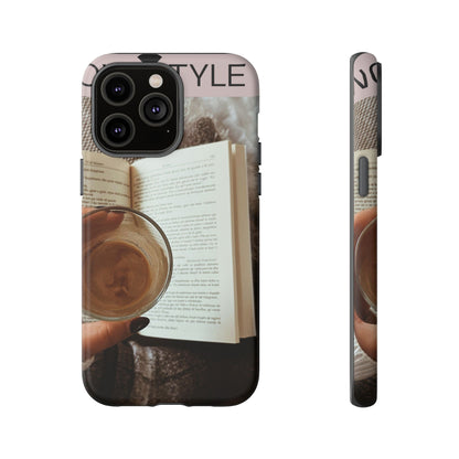 Cozy Reading Phone Case — Coffee &amp; Book Protective Cover