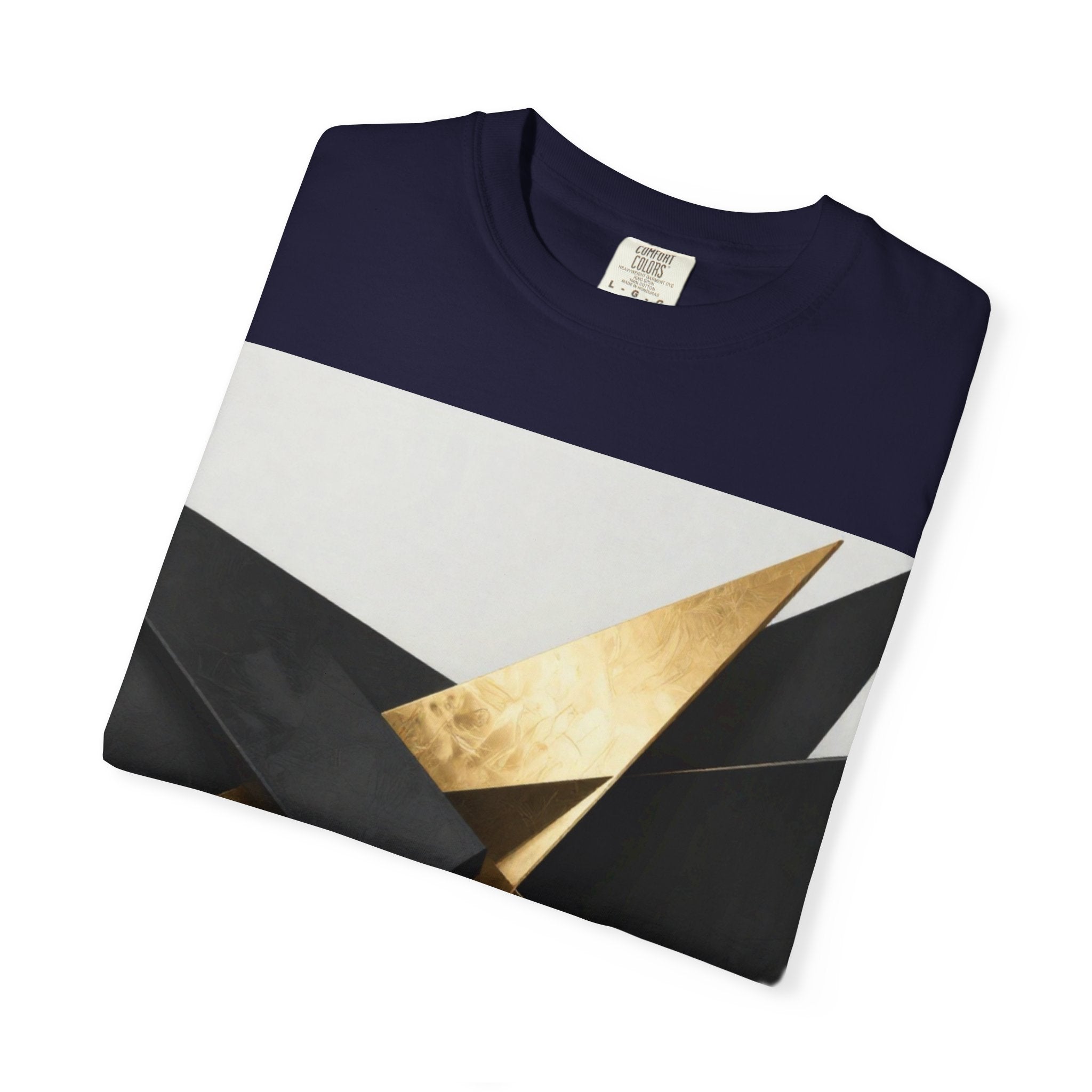 Graphic T-Shirt — Modern Gold Abstract &amp; Mountain Photo Print
