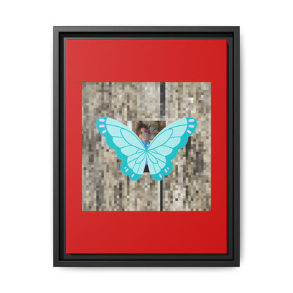 Blue Butterfly Framed Canvas Art – Matte Multi‑Color Wall Print