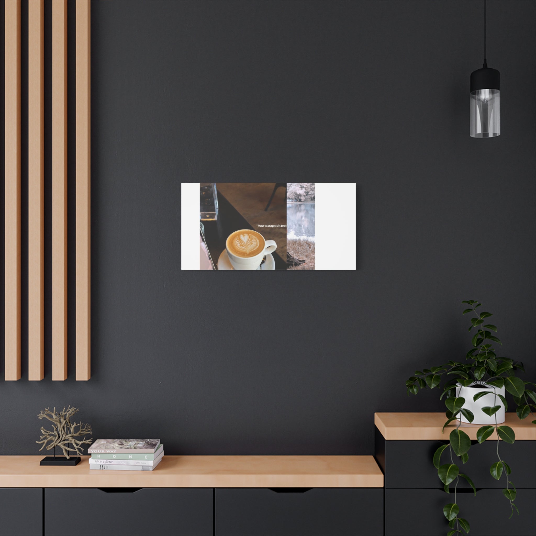 Latte &amp; Landscape Matte Canvas Wall Art — Coffee Shop Photo Collage